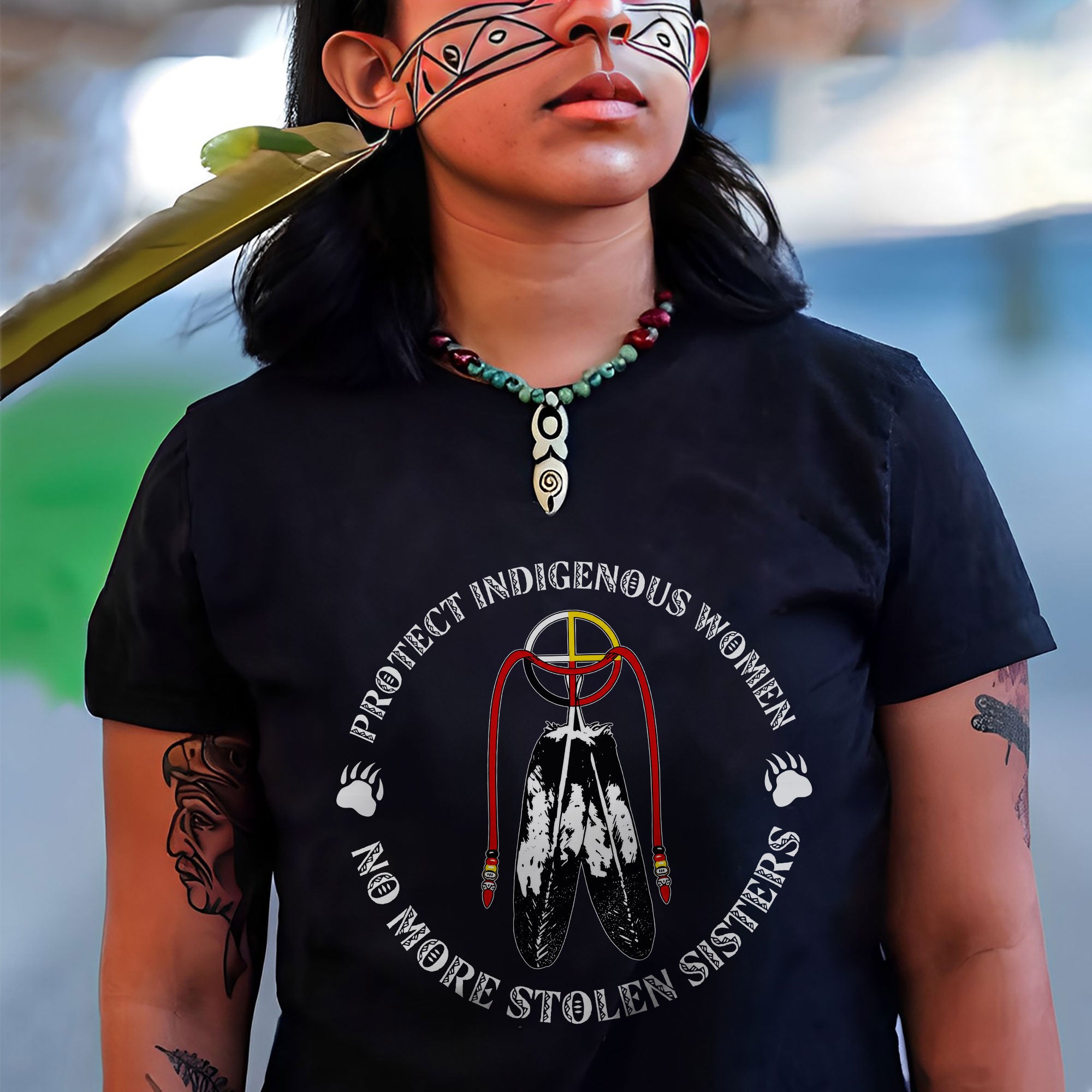 Sacred Feather MMIW - Protect Indigenous Women Medicine Wheel Unisex T-shirt/T-shirt V-Neck/Hoodie/Sweatshirt