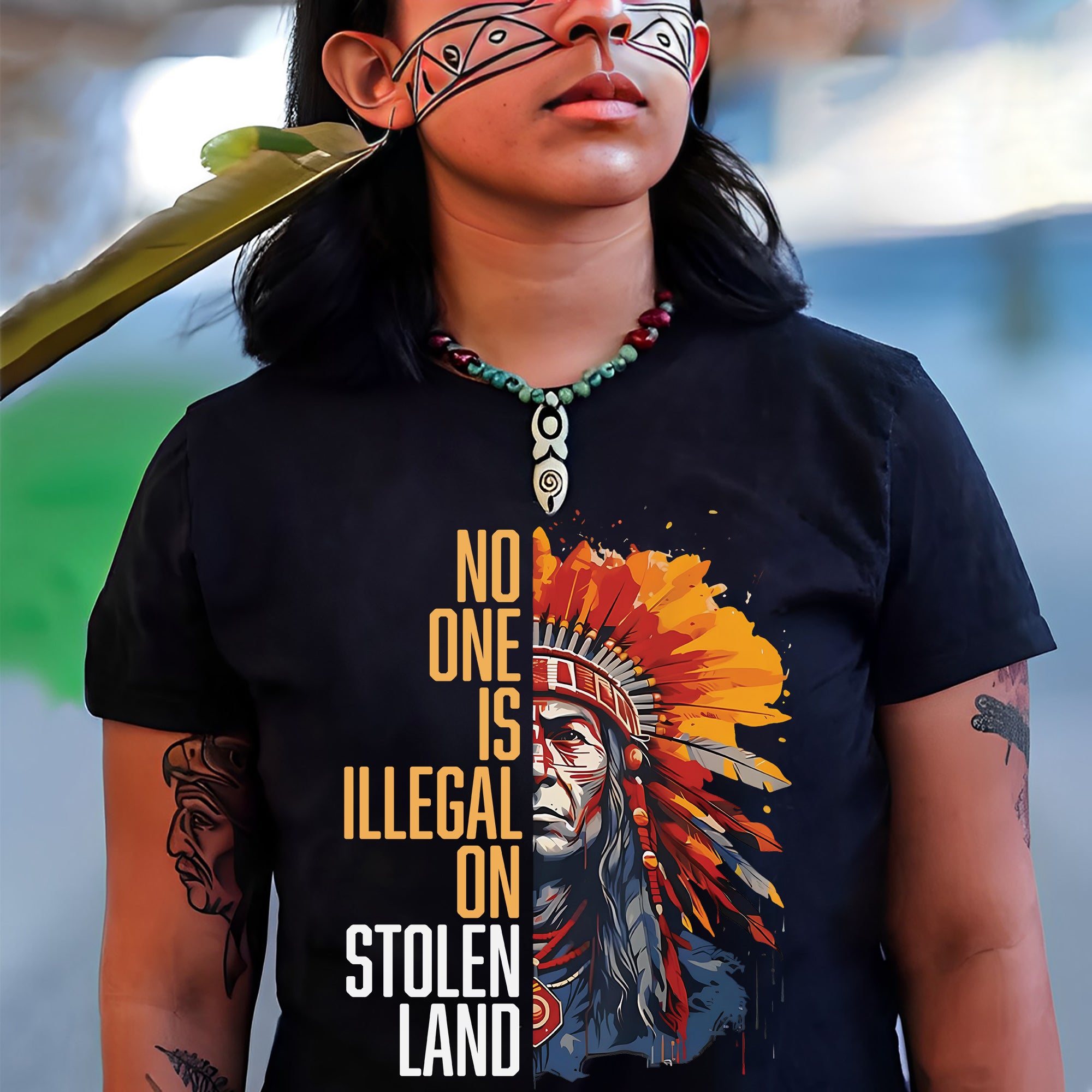 No One Is Illegal On Stolen Land Style 15 - Unisex T-Shirt/T-Shirt V-Neck/Hoodie/Sweatshirt