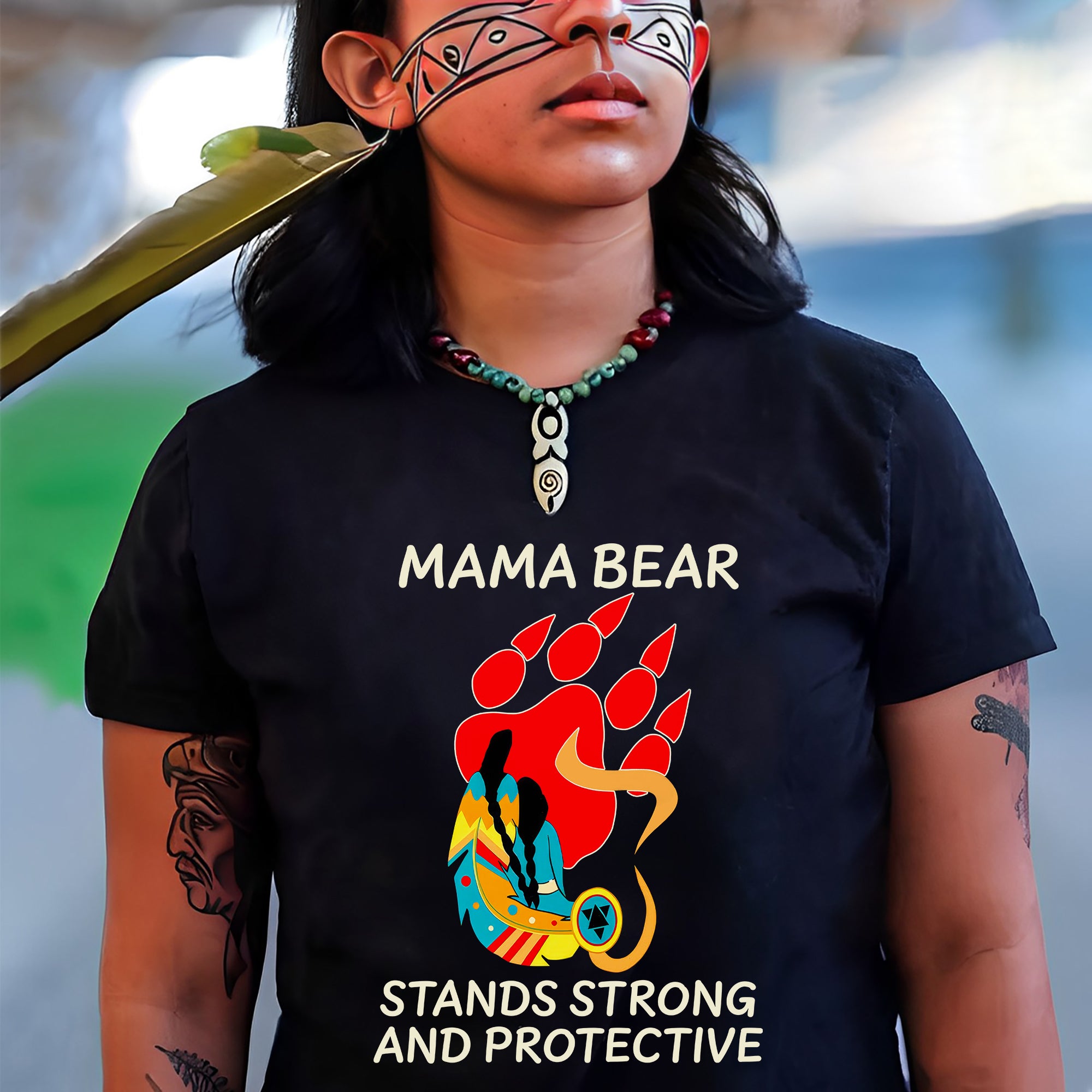 Mama Bear Strong and Protective – Native Inspired Design - Unisex T-Shirt/T-Shirt V-Neck/Hoodie/Sweatshirt
