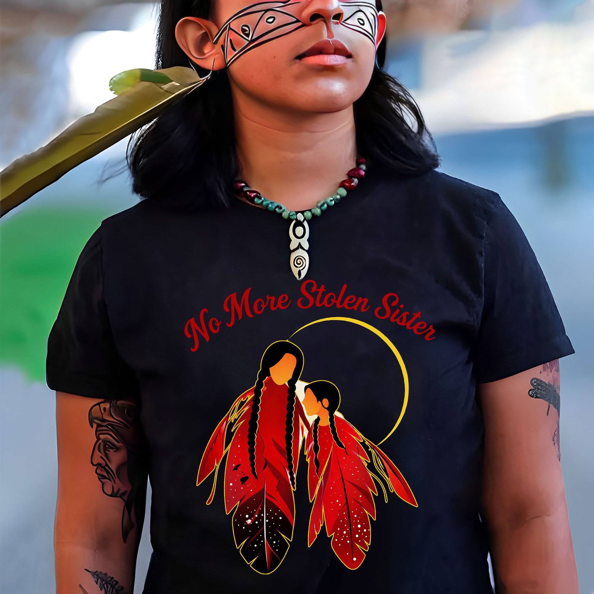 No More Stolen Sisters Red Feather Unisex T-shirt/T-shirt V-Neck/Hoodie/Sweatshirt