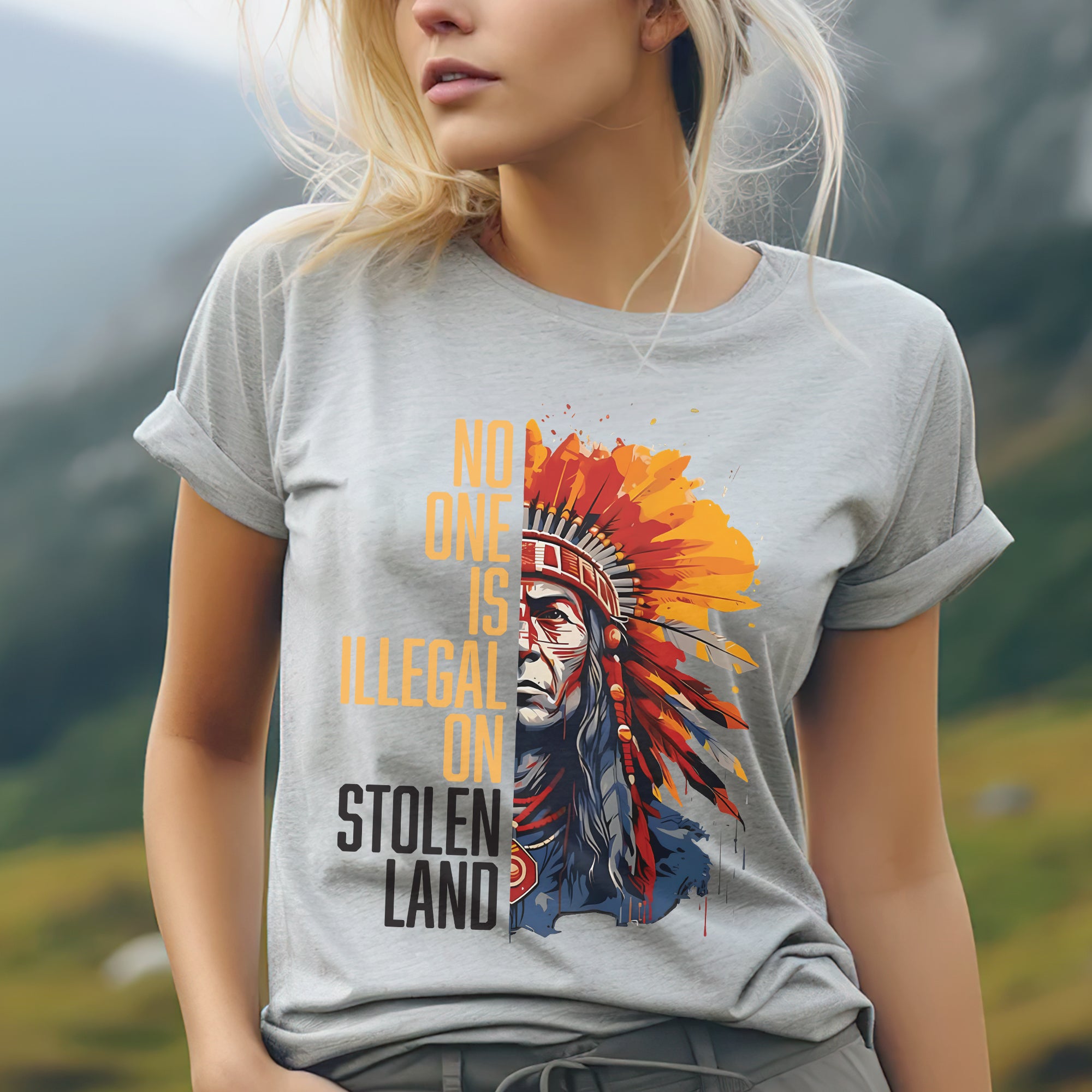 No One Is Illegal On Stolen Land Style 15 - Unisex T-Shirt/T-Shirt V-Neck/Hoodie/Sweatshirt