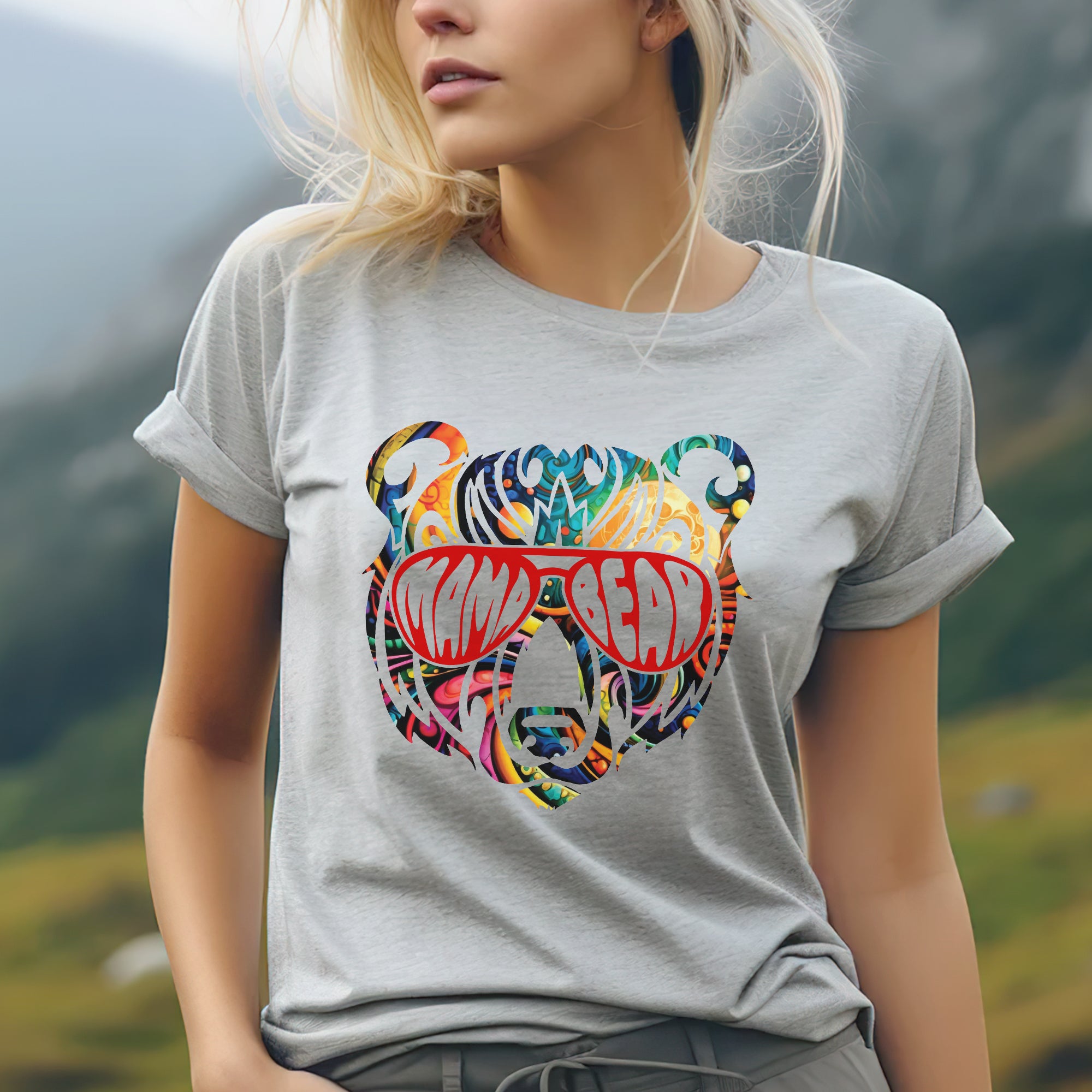 Mama Bear – Colorful Psychedelic Bear Unisex T-Shirt/T-Shirt V-Neck/Hoodie/Sweatshirt