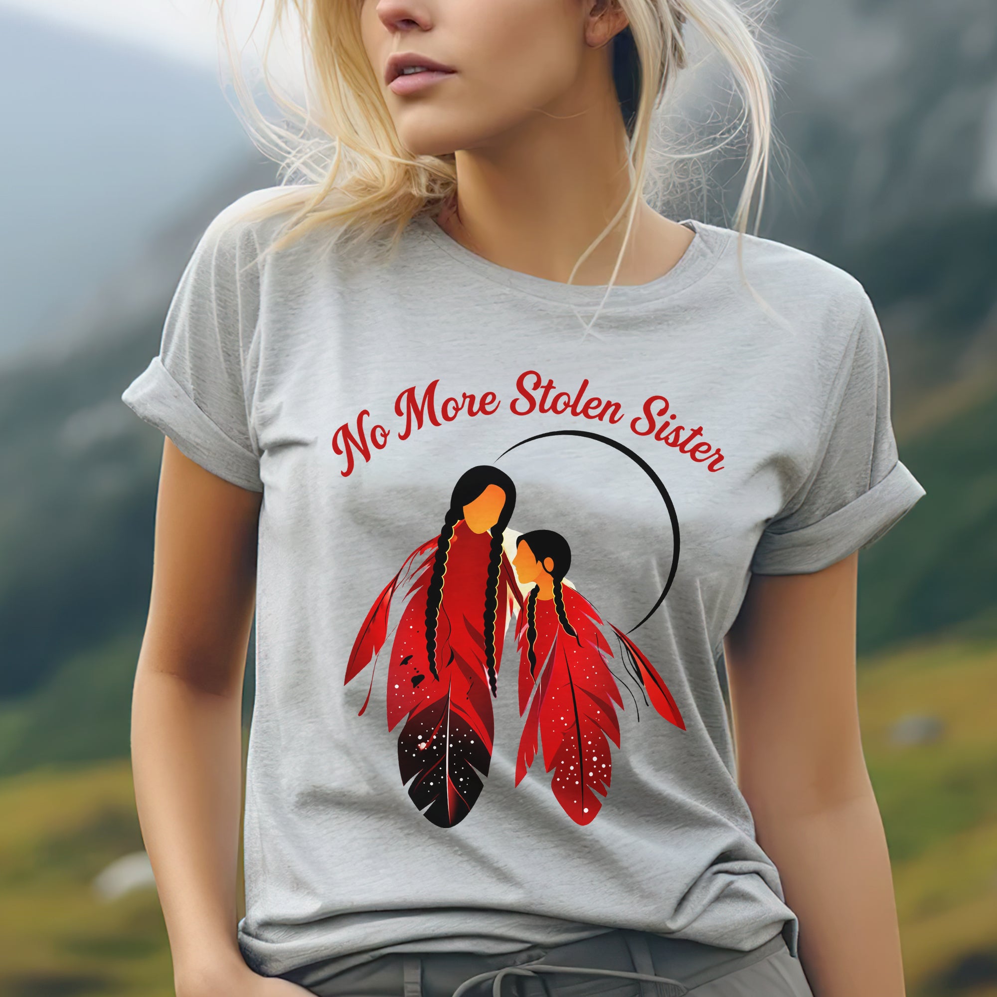 No More Stolen Sisters Red Feather Unisex T-shirt/T-shirt V-Neck/Hoodie/Sweatshirt