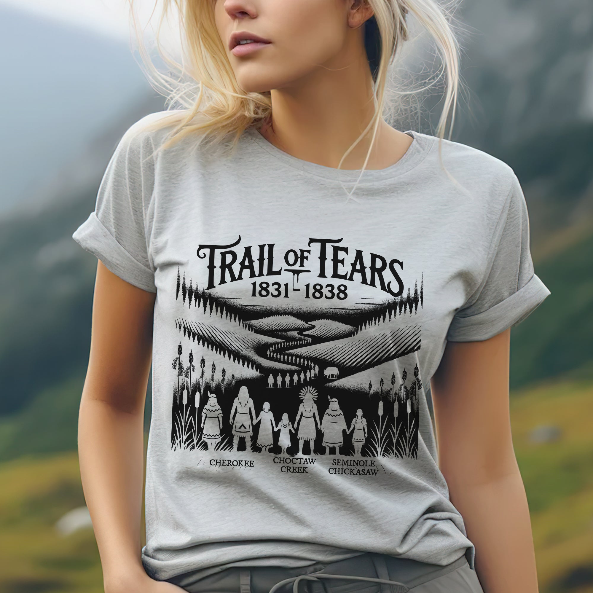 Native Heritage Trail of Tears 5 Tribes - Unisex T-shirt/T-shirt V-Neck/Hoodie/Sweatshirt