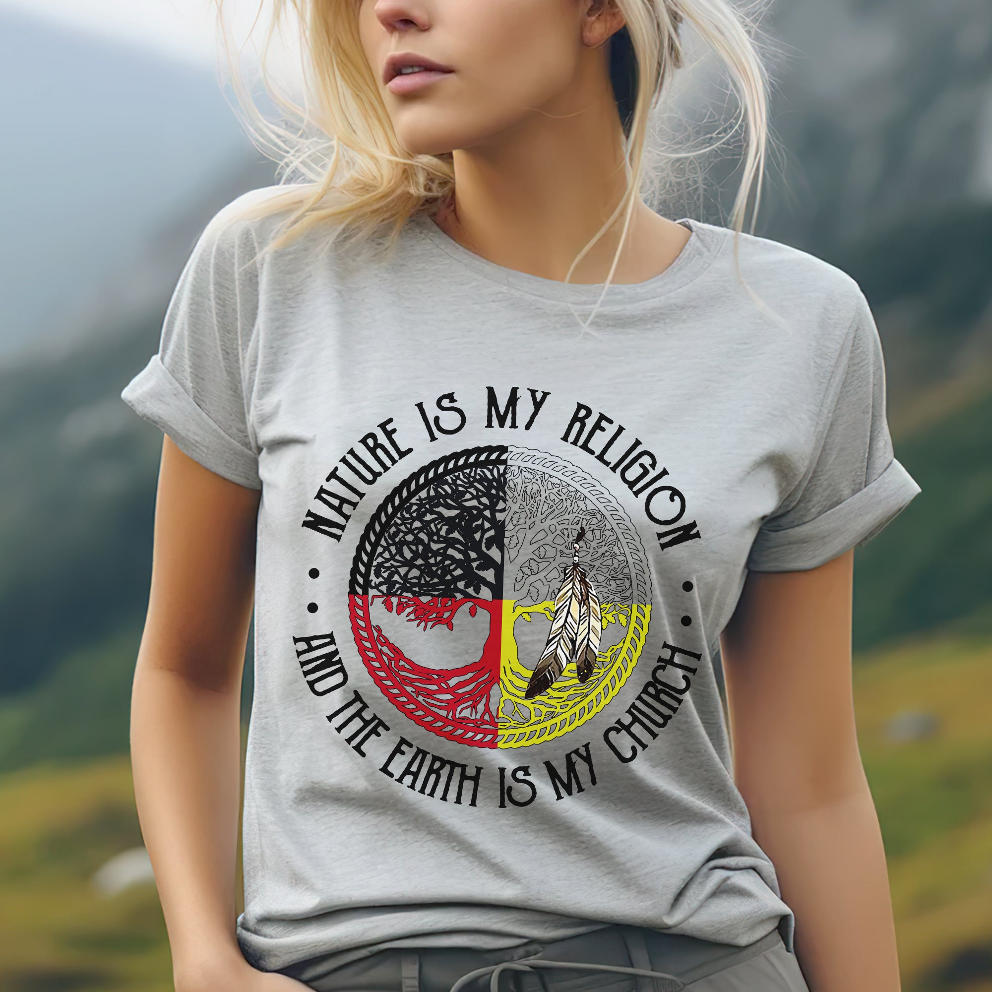 Nature Is My Religion And The Earth Is My Church Unisex T-Shirt/T-Shirt V-Neck/Hoodie/Sweatshirt - One Side