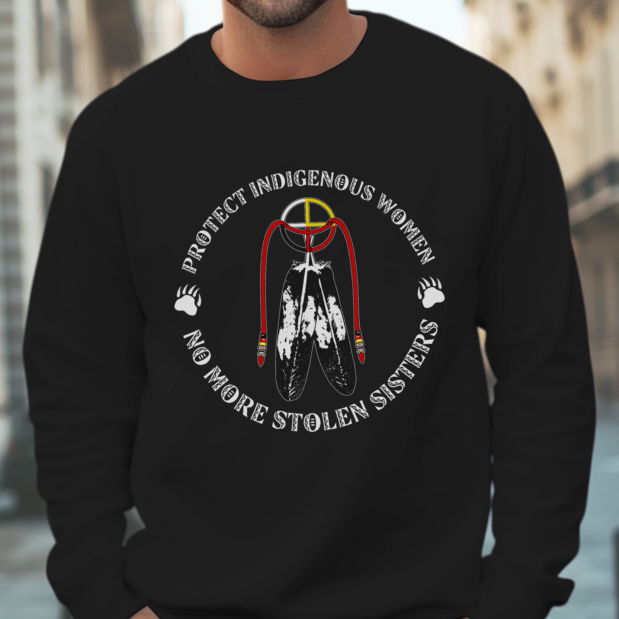 Sacred Feather MMIW - Protect Indigenous Women Medicine Wheel Unisex T-shirt/T-shirt V-Neck/Hoodie/Sweatshirt