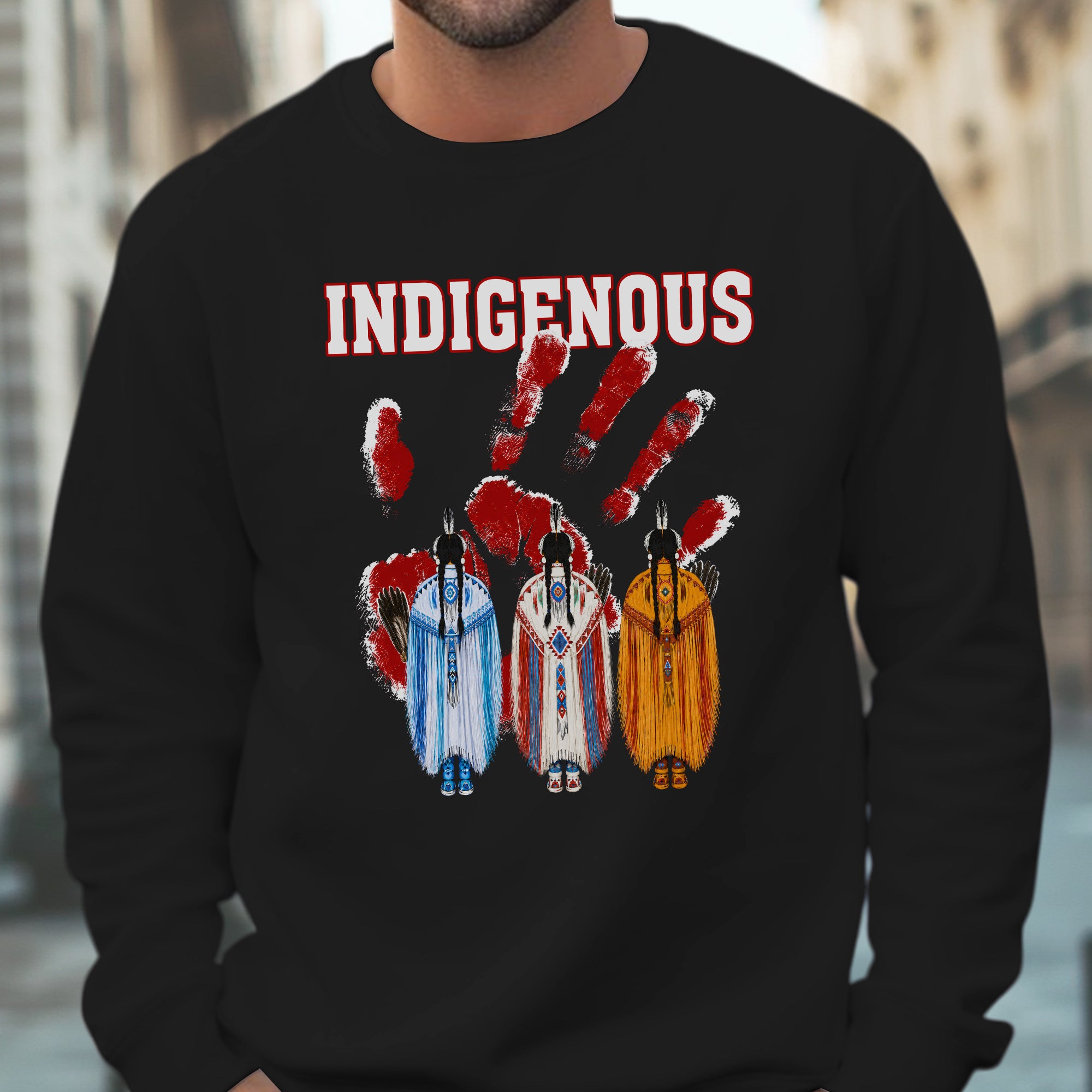 Red Handprint Indigenous Women - MMIW Awareness Three Sisters Unisex T-shirt/T-shirt V-Neck/Hoodie/Sweatshirt