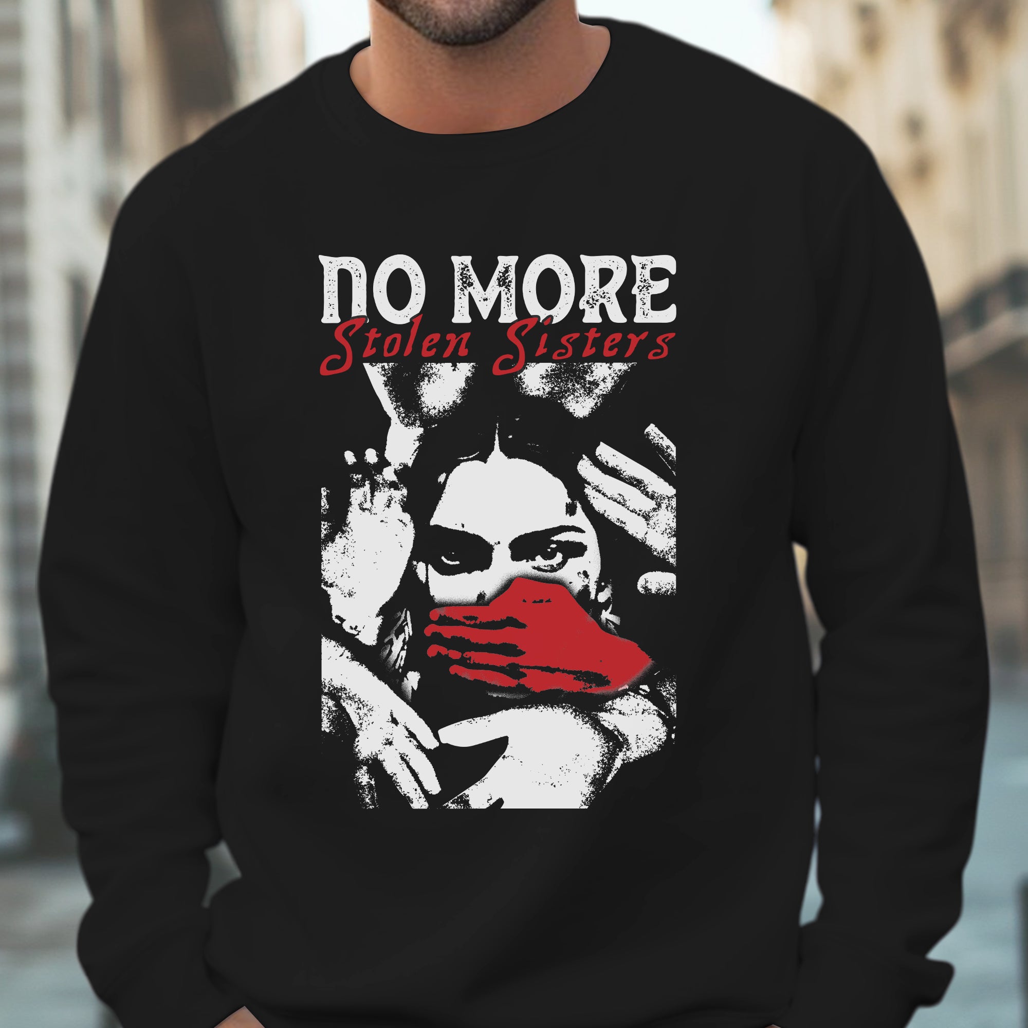 No More Stolen Sisters Red Hand - MMIW Unisex T-Shirt/T-Shirt V-Neck/Hoodie/Sweatshirt One Side