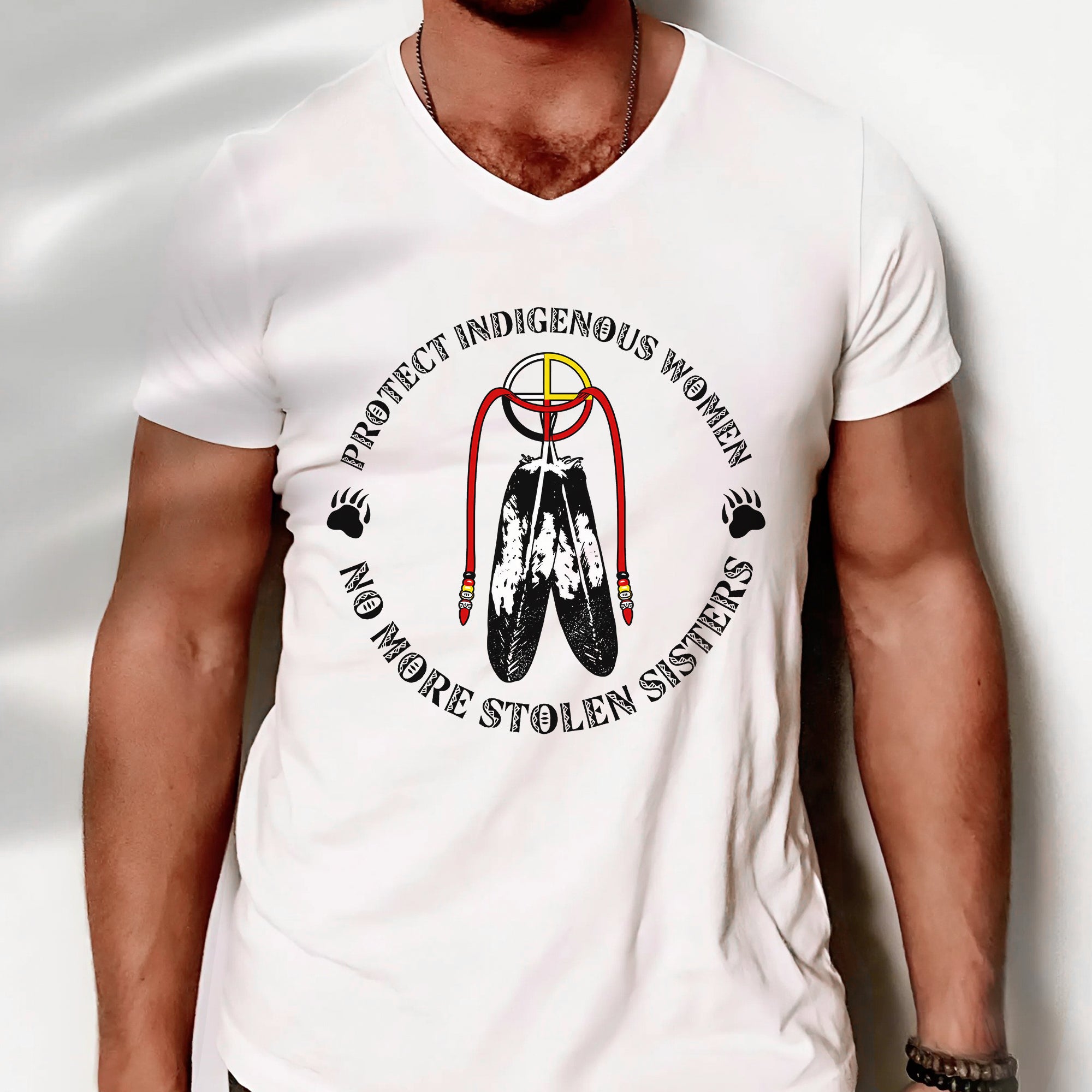 Sacred Feather MMIW - Protect Indigenous Women Medicine Wheel Unisex T-shirt/T-shirt V-Neck/Hoodie/Sweatshirt