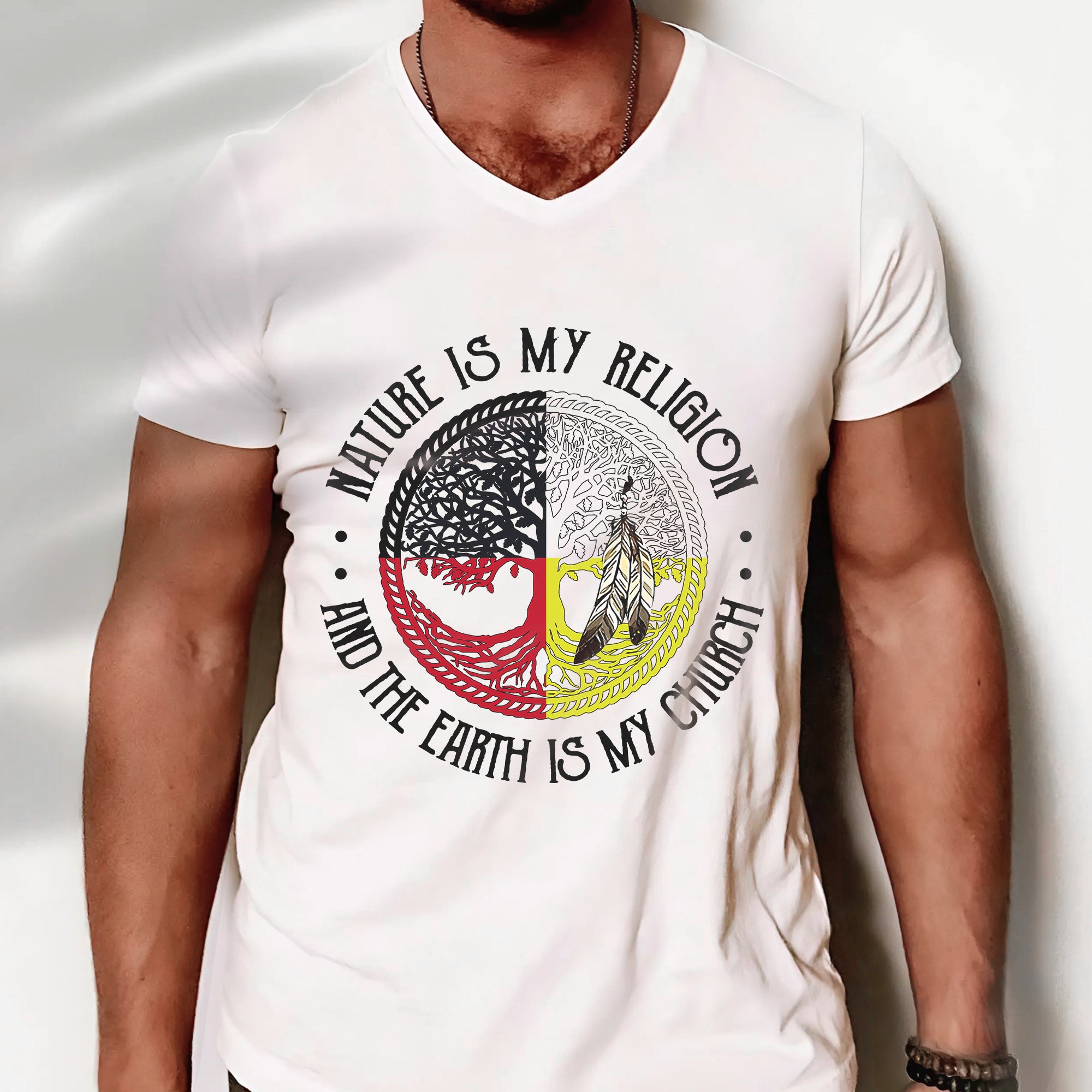 Nature Is My Religion And The Earth Is My Church Unisex T-Shirt/T-Shirt V-Neck/Hoodie/Sweatshirt - One Side