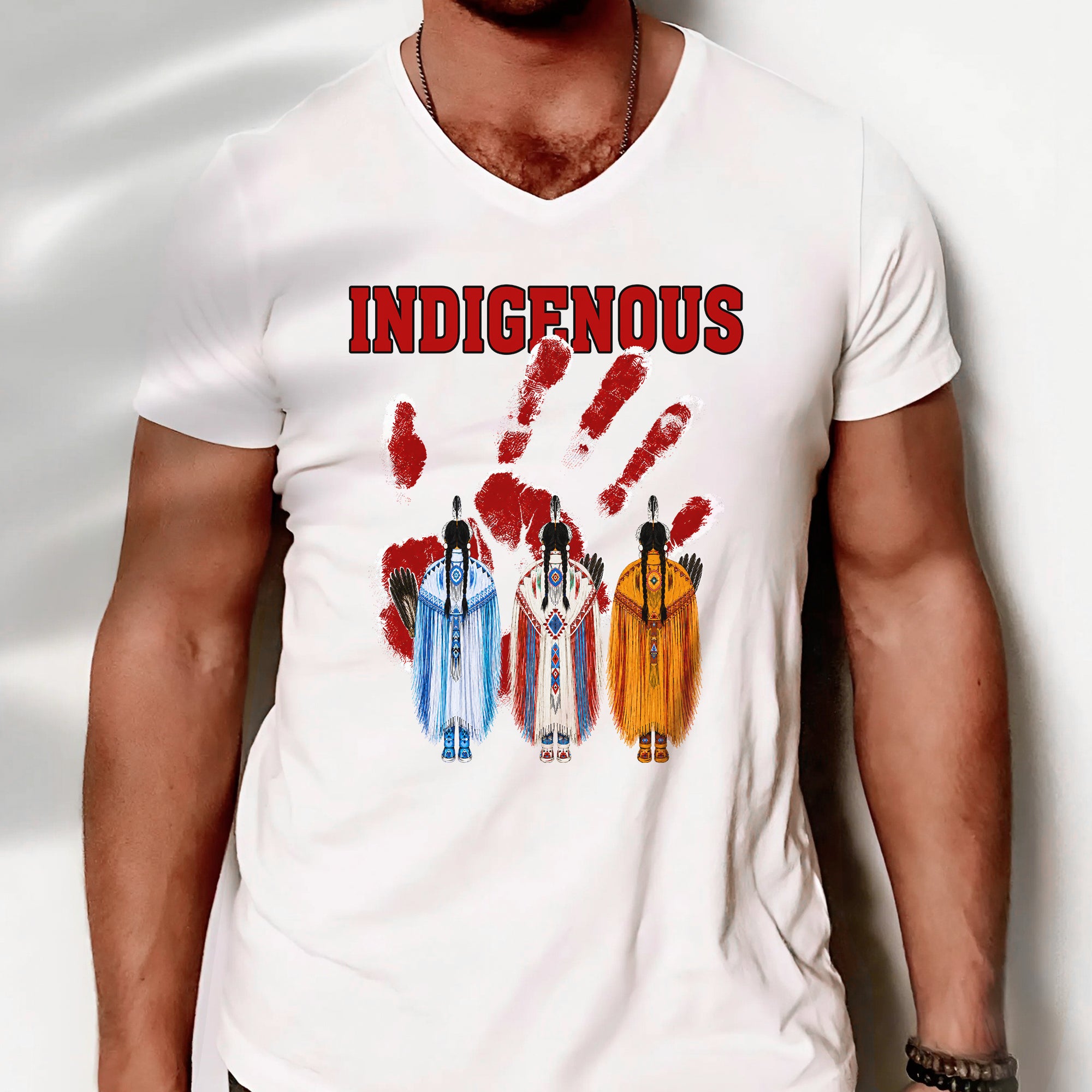 Red Handprint Indigenous Women - MMIW Awareness Three Sisters Unisex T-shirt/T-shirt V-Neck/Hoodie/Sweatshirt
