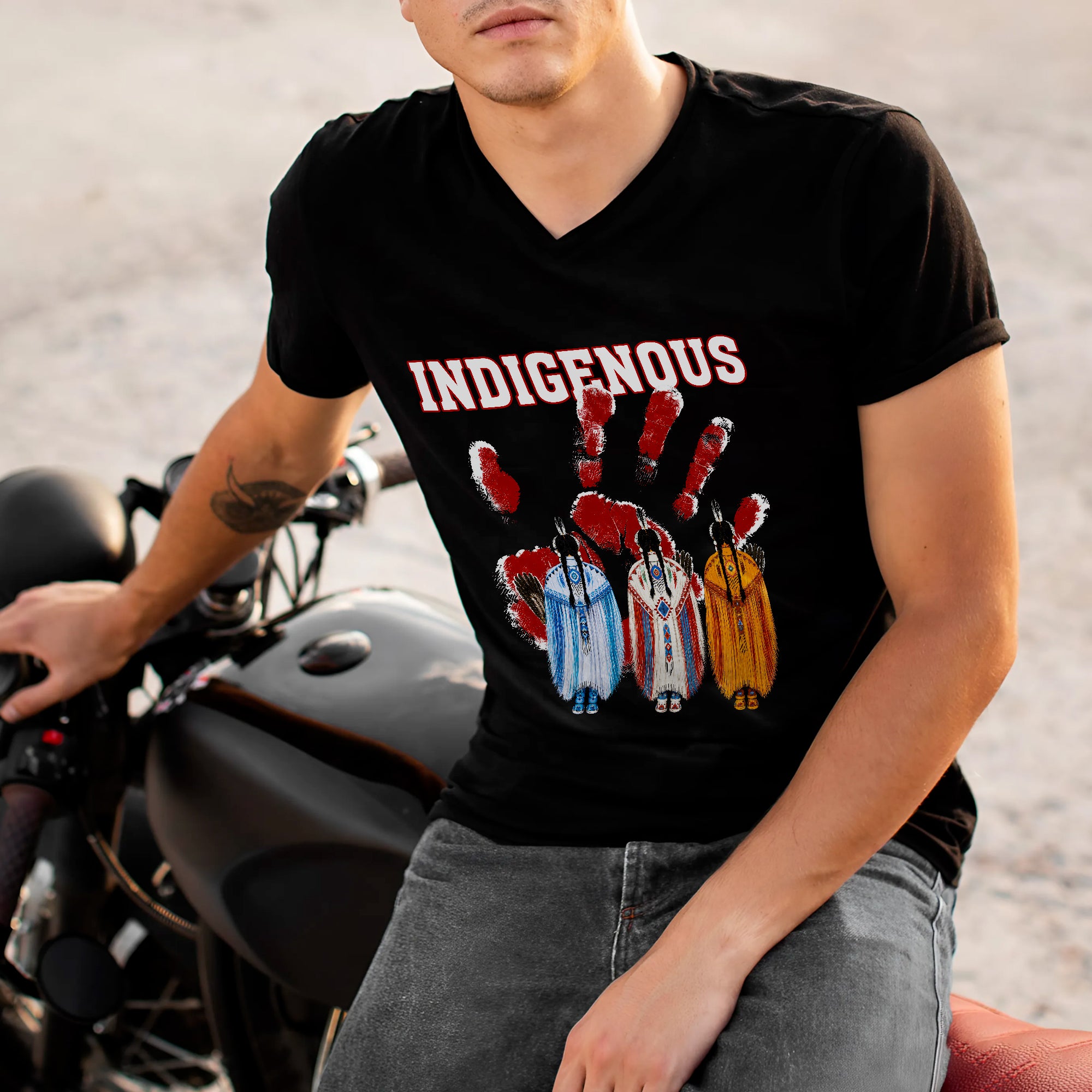 Red Handprint Indigenous Women - MMIW Awareness Three Sisters Unisex T-shirt/T-shirt V-Neck/Hoodie/Sweatshirt