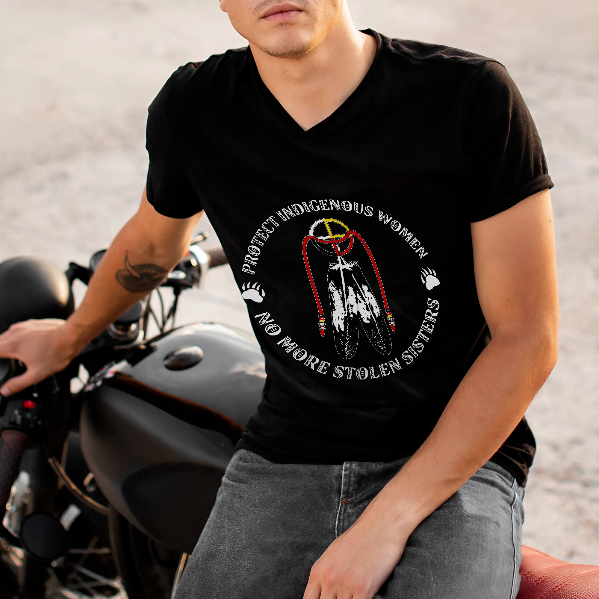 Sacred Feather MMIW - Protect Indigenous Women Medicine Wheel Unisex T-shirt/T-shirt V-Neck/Hoodie/Sweatshirt