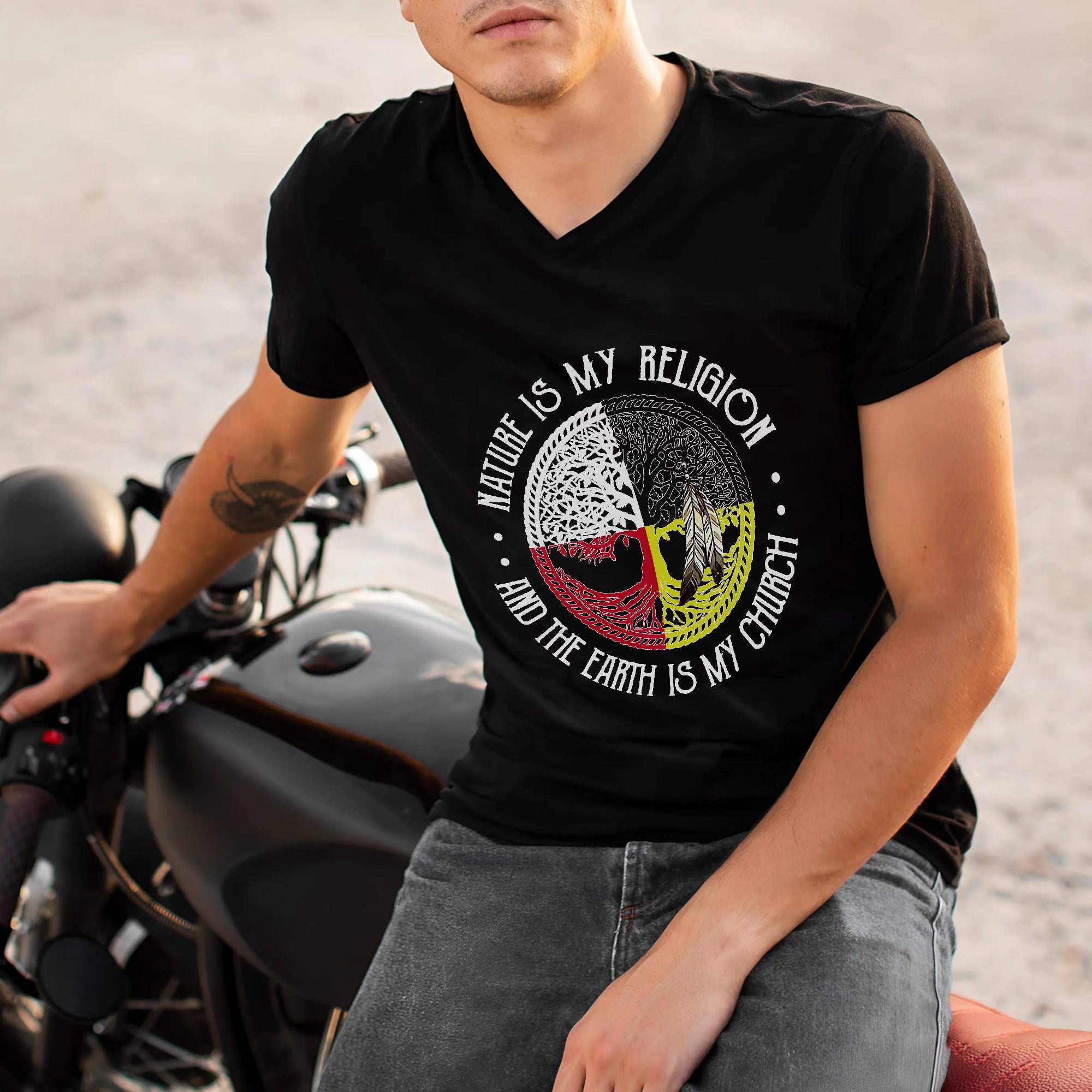 Nature Is My Religion And The Earth Is My Church Unisex T-Shirt/T-Shirt V-Neck/Hoodie/Sweatshirt - One Side