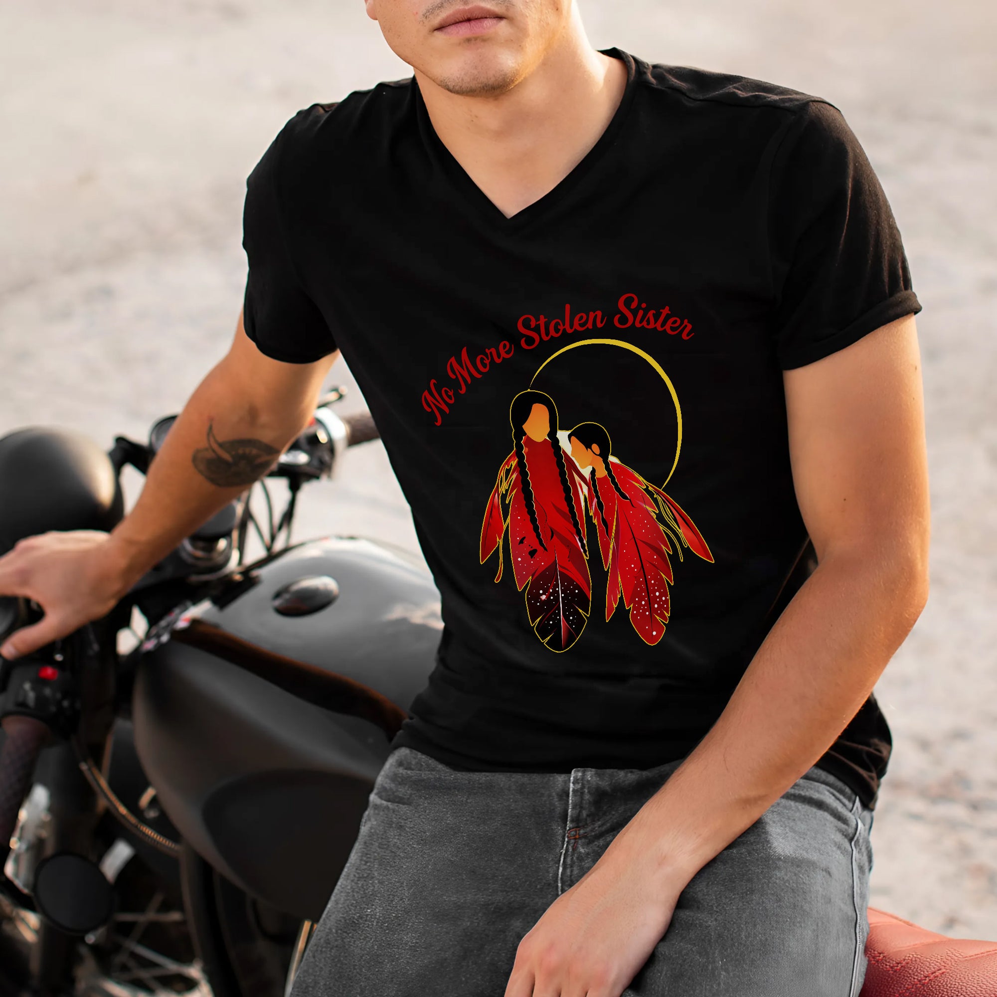 No More Stolen Sisters Red Feather Unisex T-shirt/T-shirt V-Neck/Hoodie/Sweatshirt