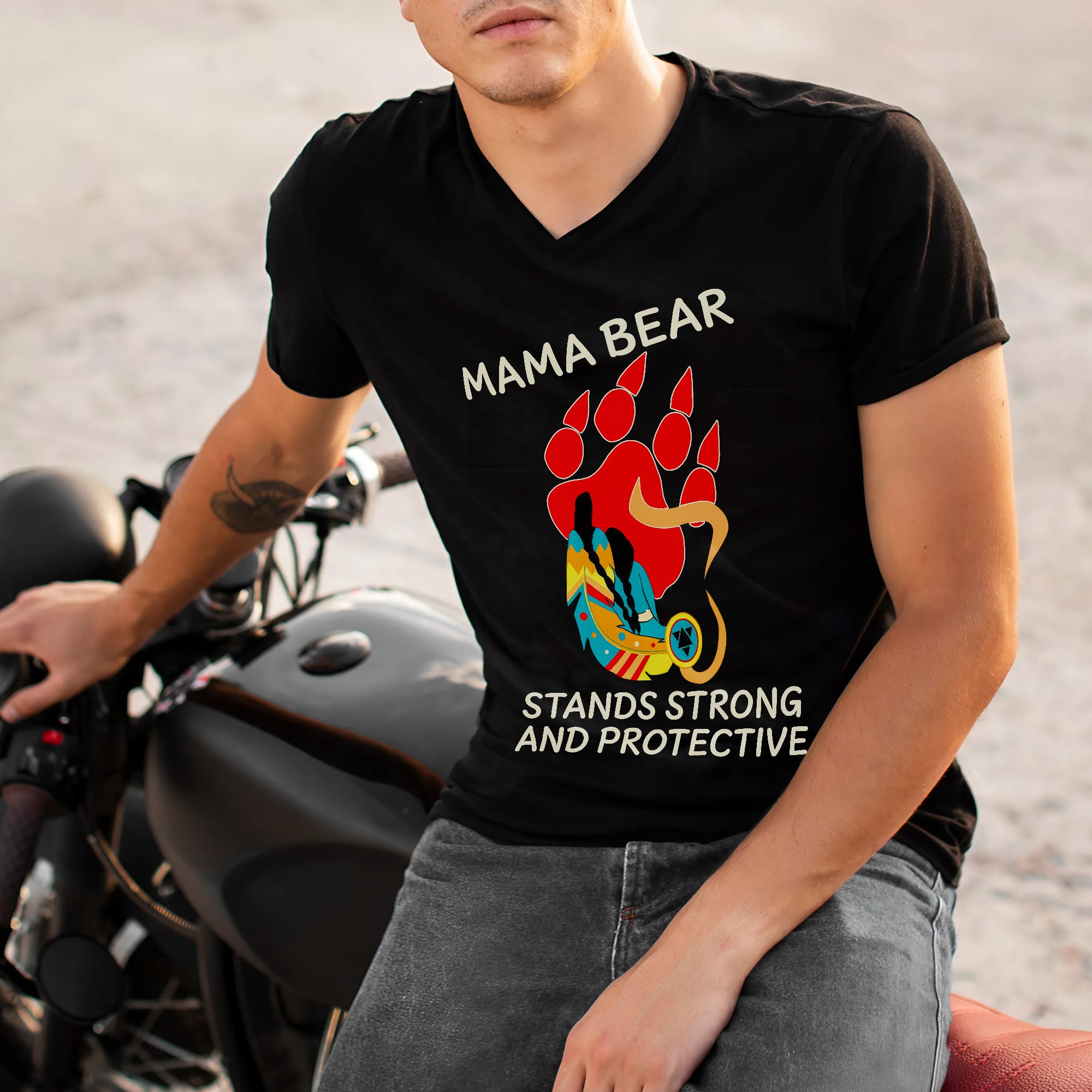 Mama Bear Strong and Protective – Native Inspired Design - Unisex T-Shirt/T-Shirt V-Neck/Hoodie/Sweatshirt