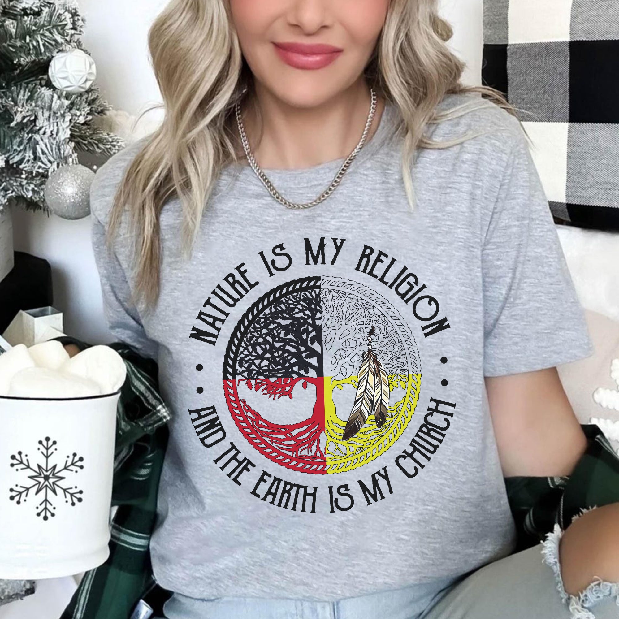 Nature Is My Religion And The Earth Is My Church Unisex T-Shirt/T-Shirt V-Neck/Hoodie/Sweatshirt - One Side