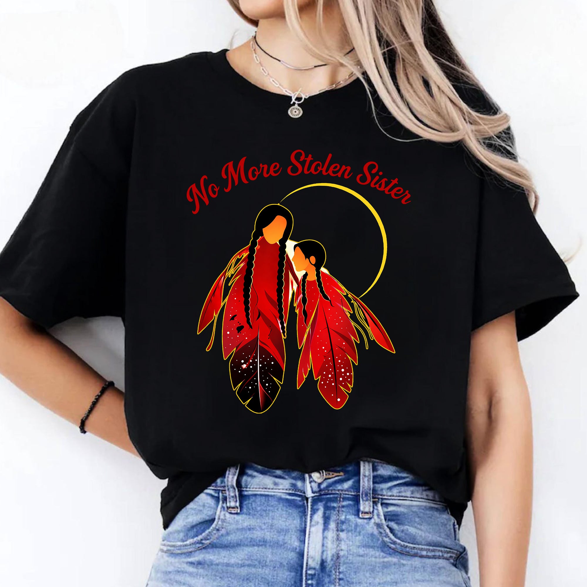 No More Stolen Sisters Red Feather Unisex T-shirt/T-shirt V-Neck/Hoodie/Sweatshirt