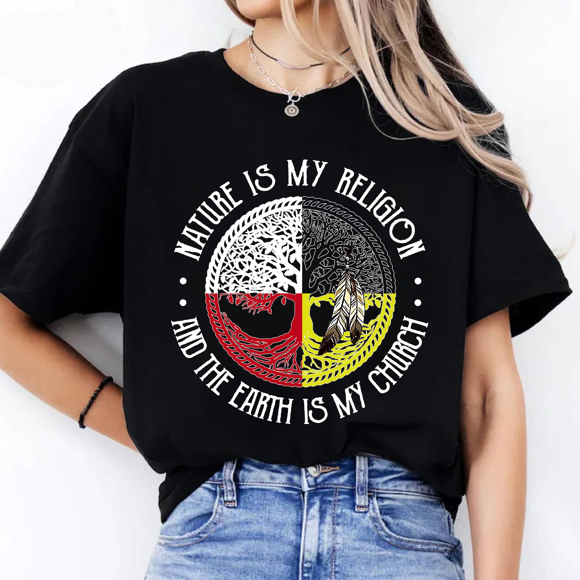 Nature Is My Religion And The Earth Is My Church Unisex T-Shirt/T-Shirt V-Neck/Hoodie/Sweatshirt - One Side