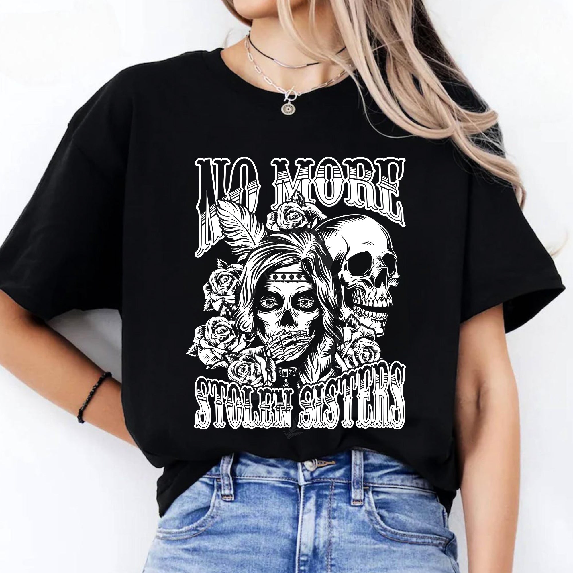 No More Stolen Sisters - MMIW Unisex T-Shirt/T-Shirt V-Neck/Hoodie/Sweatshirt One Side