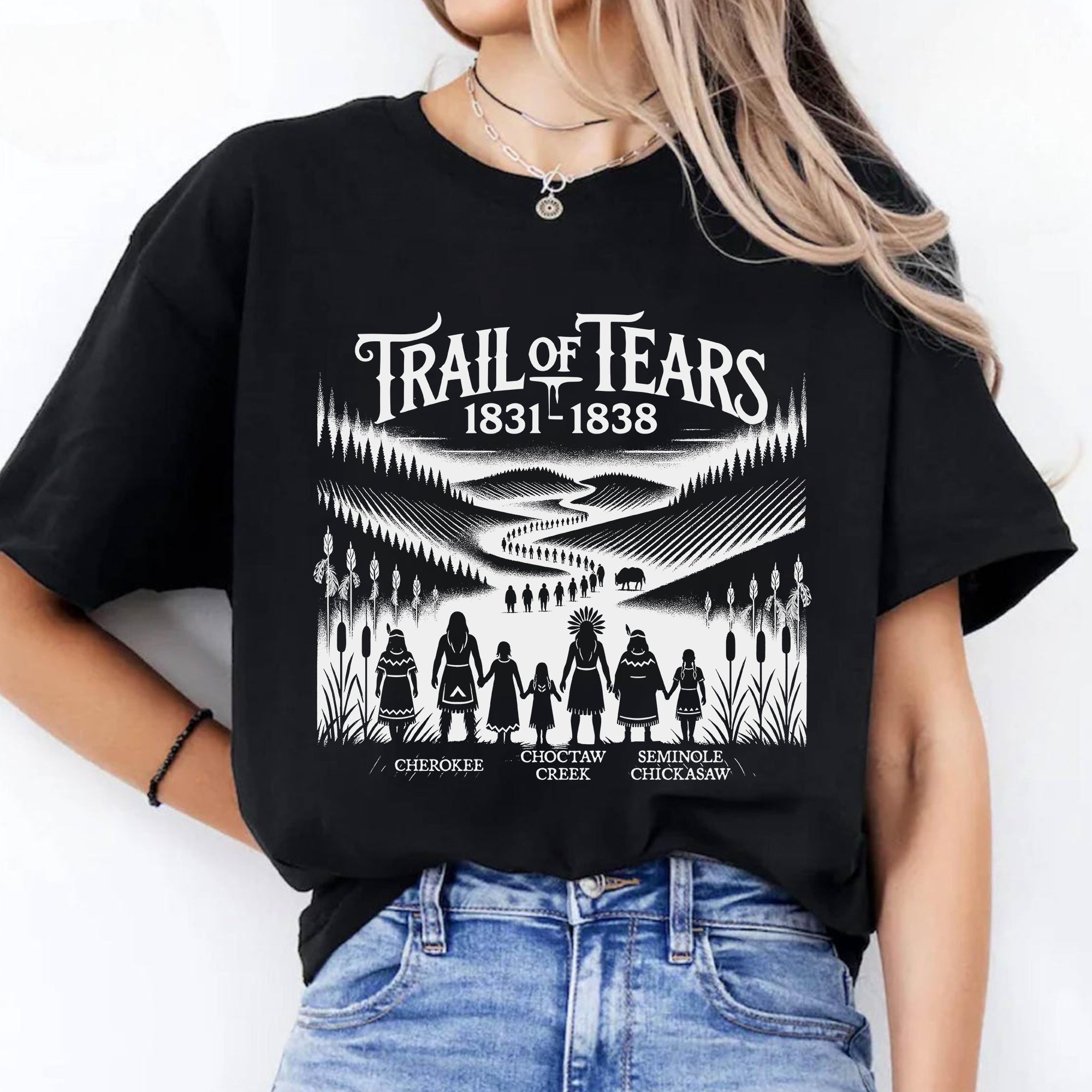 Native Heritage Trail of Tears 5 Tribes - Unisex T-Shirt/T-Shirt V-Neck/Hoodie/Sweatshirt