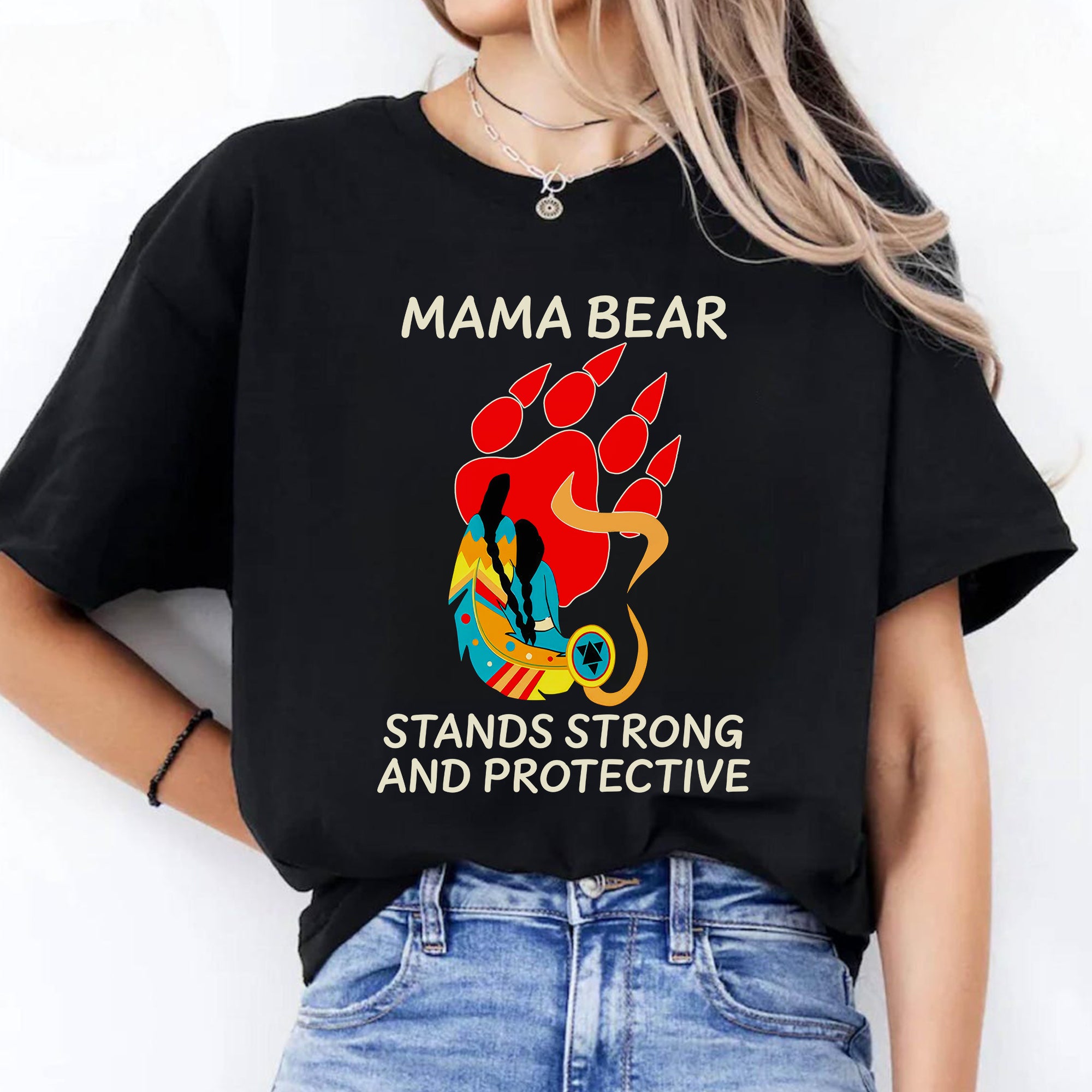 Mama Bear Strong and Protective – Native Inspired Design - Unisex T-Shirt/T-Shirt V-Neck/Hoodie/Sweatshirt