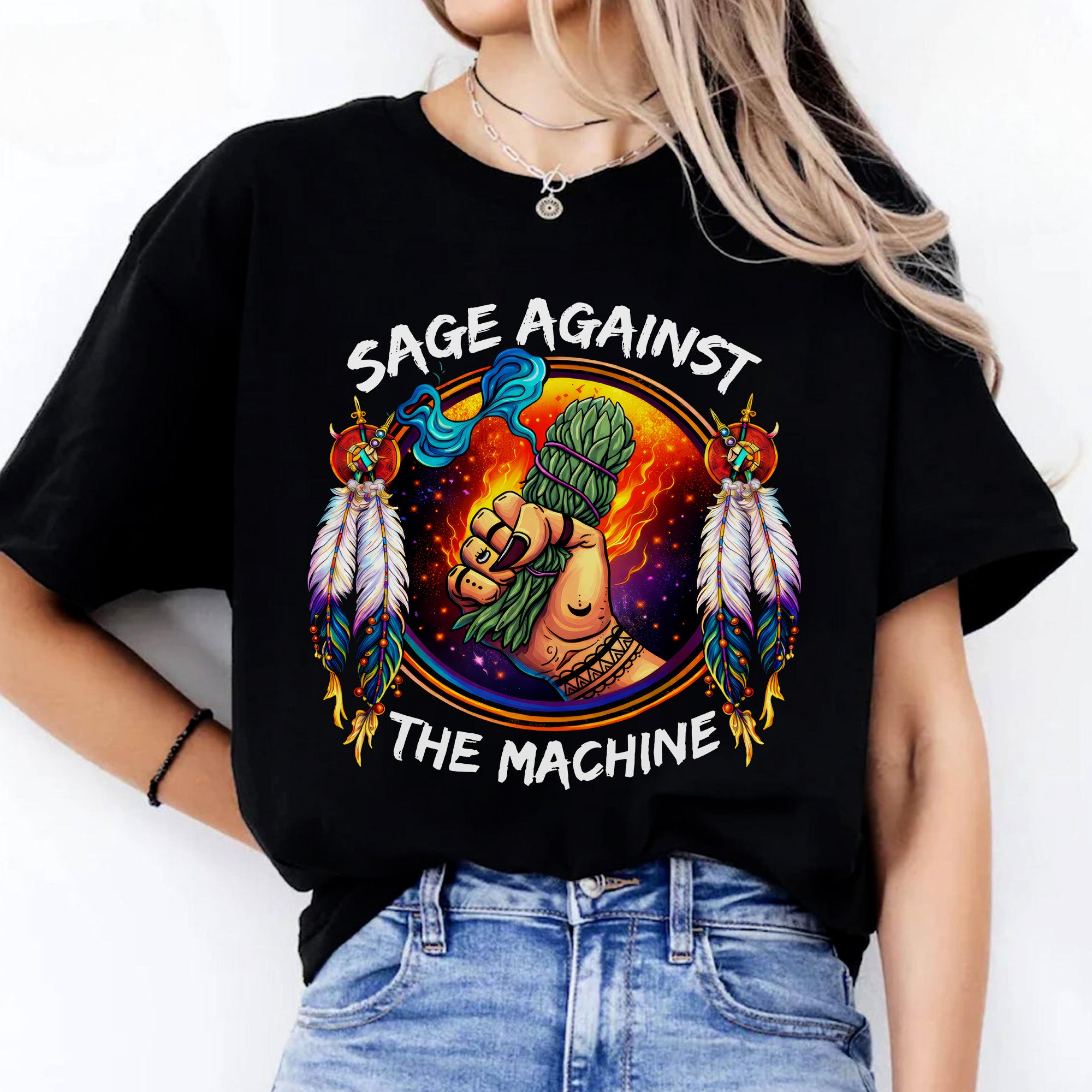 Sage Against The Machine Spiritual Power and Resistance Unisex T-shirt/T-shirt V-Neck/Hoodie/Sweatshirt