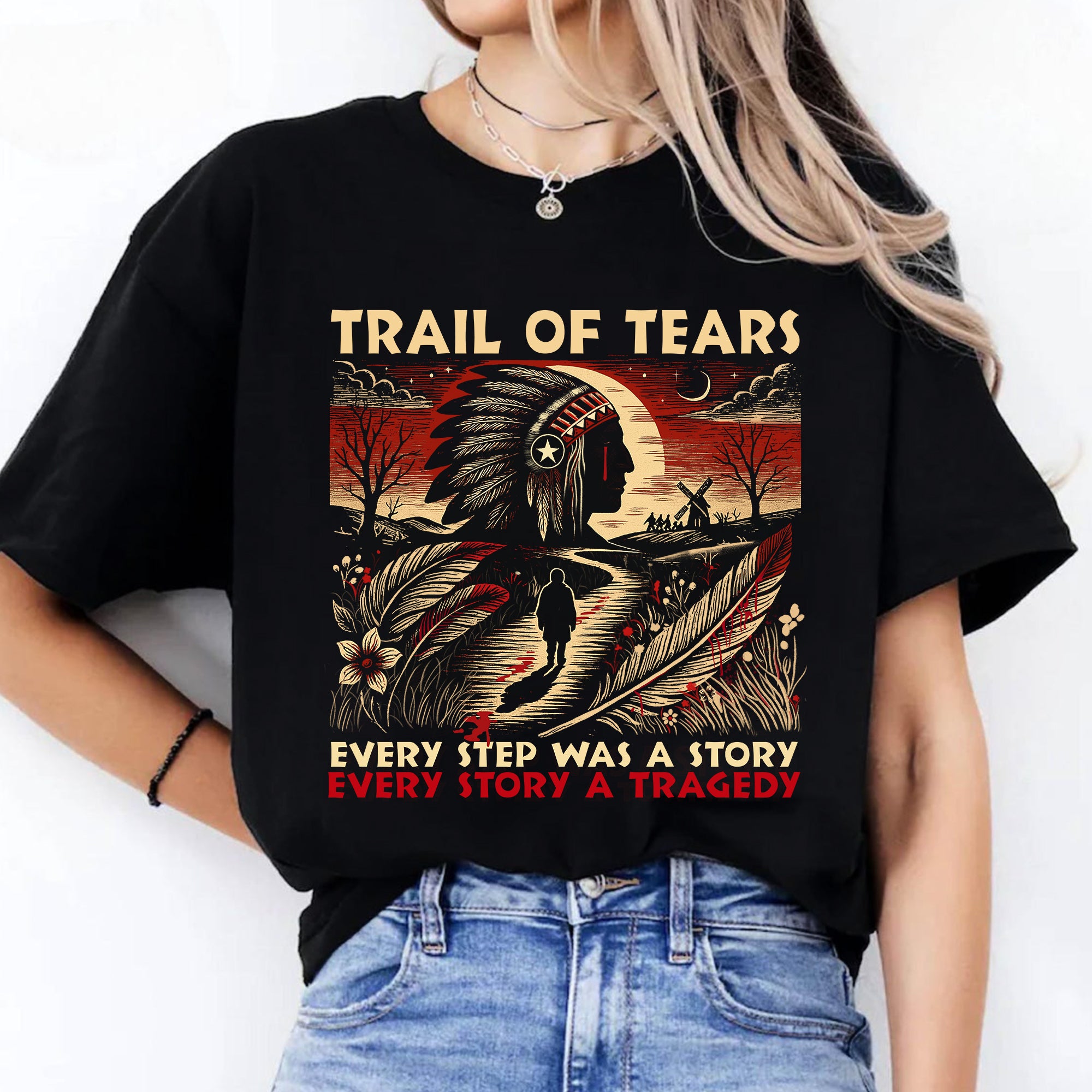 Trail of Tears T-Shirt – Powerful Native American Tribute - Unisex T-Shirt/T-Shirt V-Neck/Hoodie/Sweatshirt