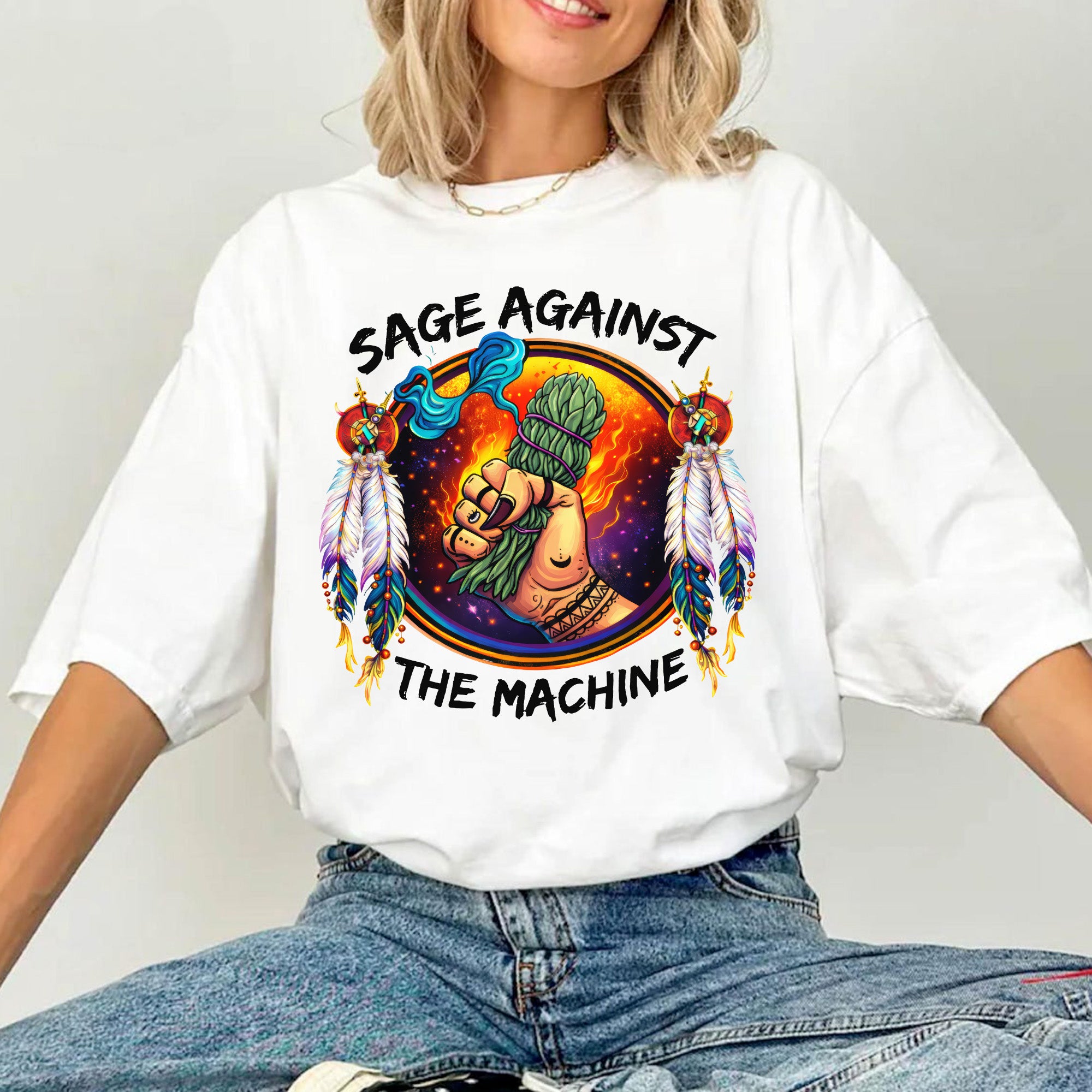 Sage Against The Machine Spiritual Power and Resistance Unisex T-shirt/T-shirt V-Neck/Hoodie/Sweatshirt