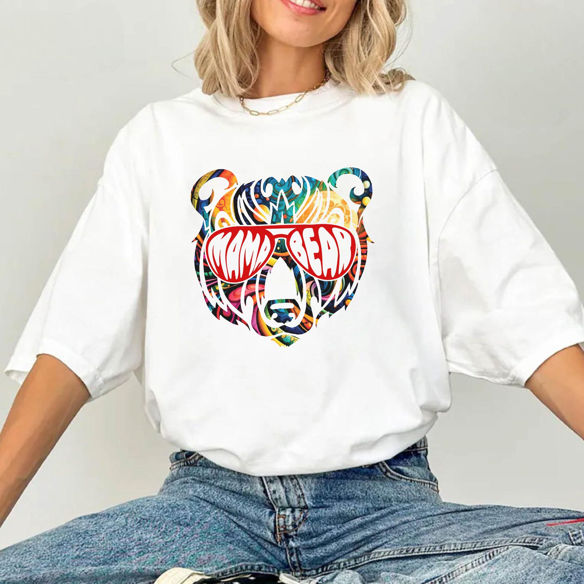 Mama Bear – Colorful Psychedelic Bear Unisex T-Shirt/T-Shirt V-Neck/Hoodie/Sweatshirt