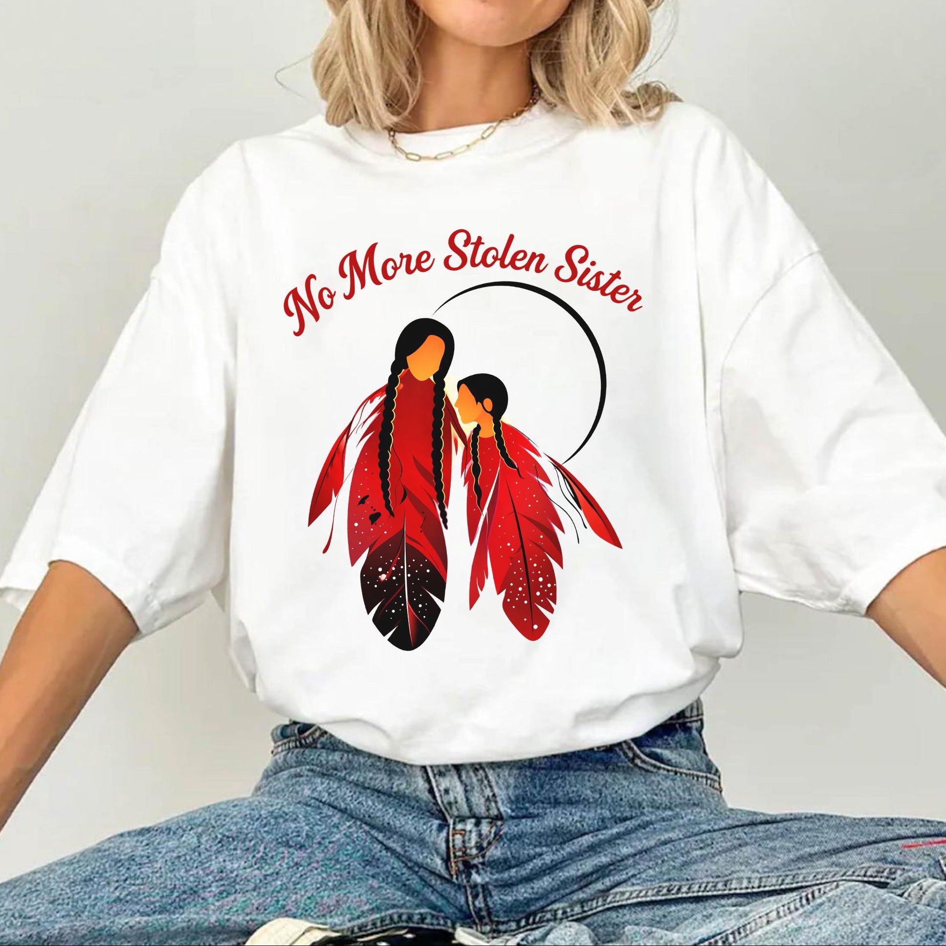 No More Stolen Sisters Red Feather Unisex T-shirt/T-shirt V-Neck/Hoodie/Sweatshirt