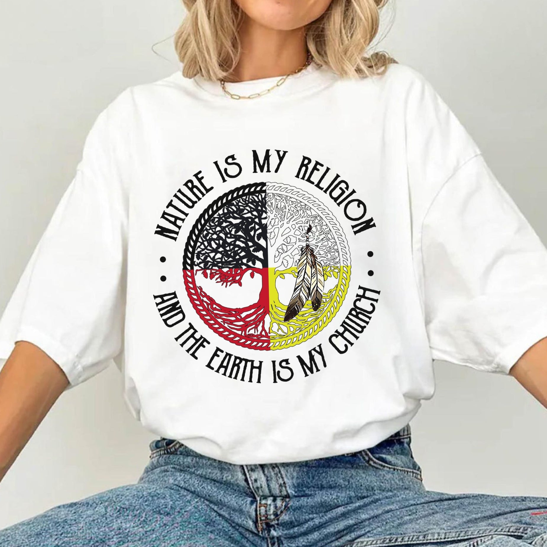 Nature Is My Religion And The Earth Is My Church Unisex T-Shirt/T-Shirt V-Neck/Hoodie/Sweatshirt - One Side