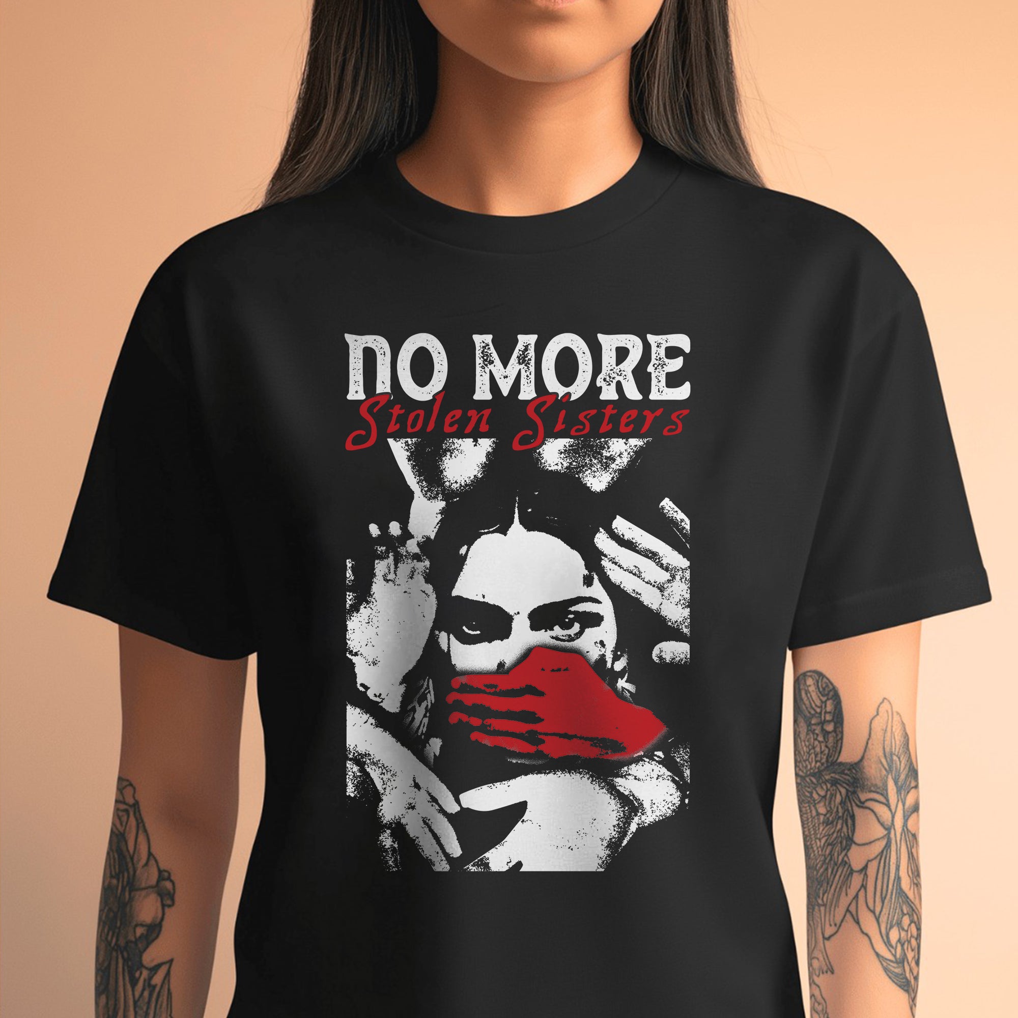 No More Stolen Sisters Red Hand - MMIW Unisex T-Shirt/T-Shirt V-Neck/Hoodie/Sweatshirt One Side