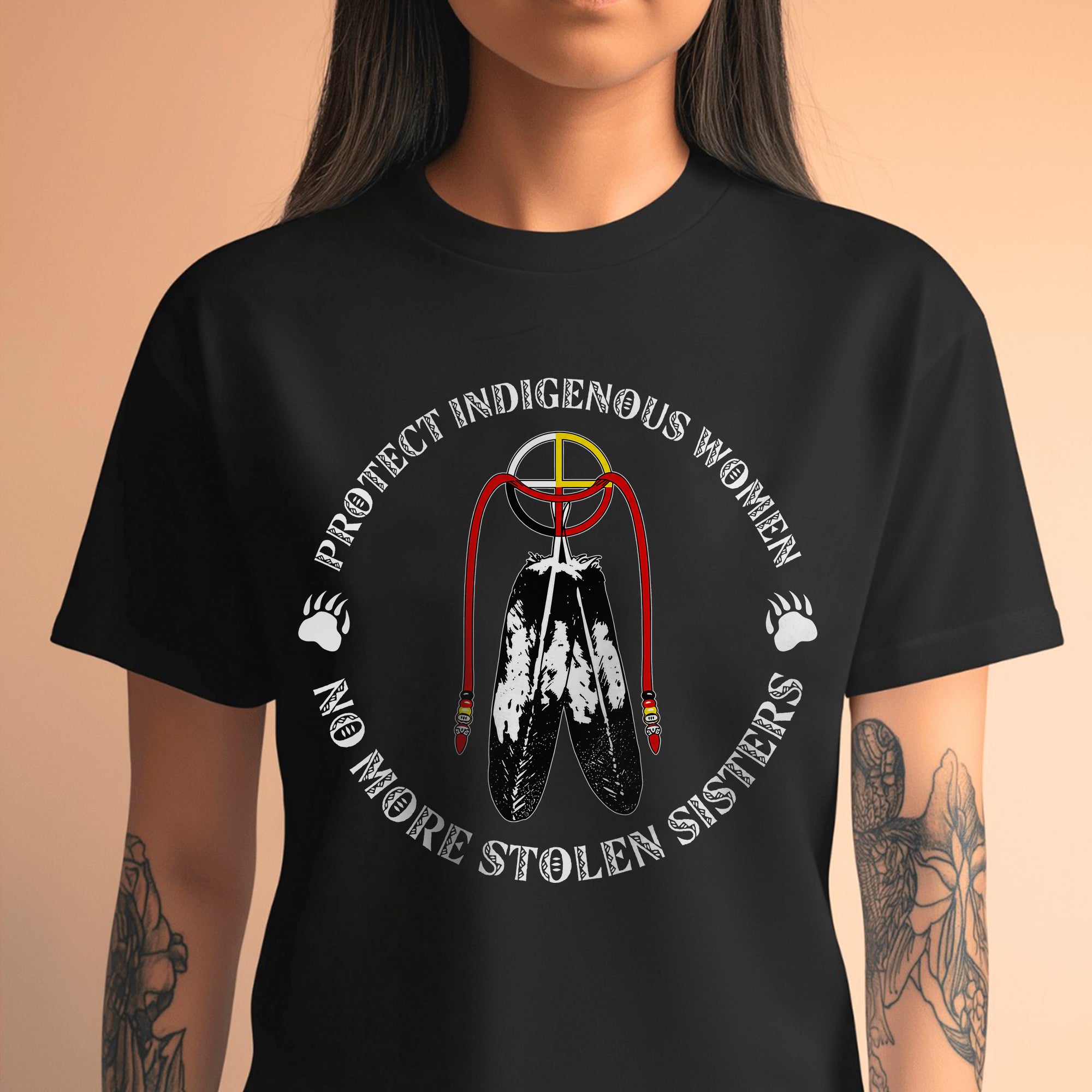 Sacred Feather MMIW - Protect Indigenous Women Medicine Wheel Unisex T-shirt/T-shirt V-Neck/Hoodie/Sweatshirt