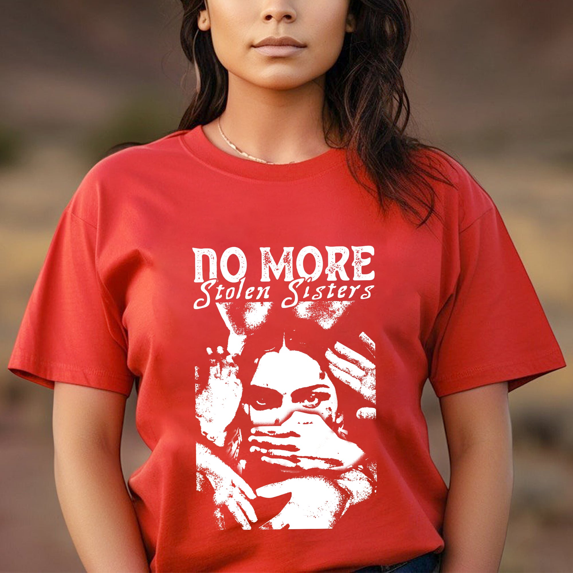 No More Stolen Sisters Red Hand - MMIW Unisex T-Shirt/T-Shirt V-Neck/Hoodie/Sweatshirt One Side