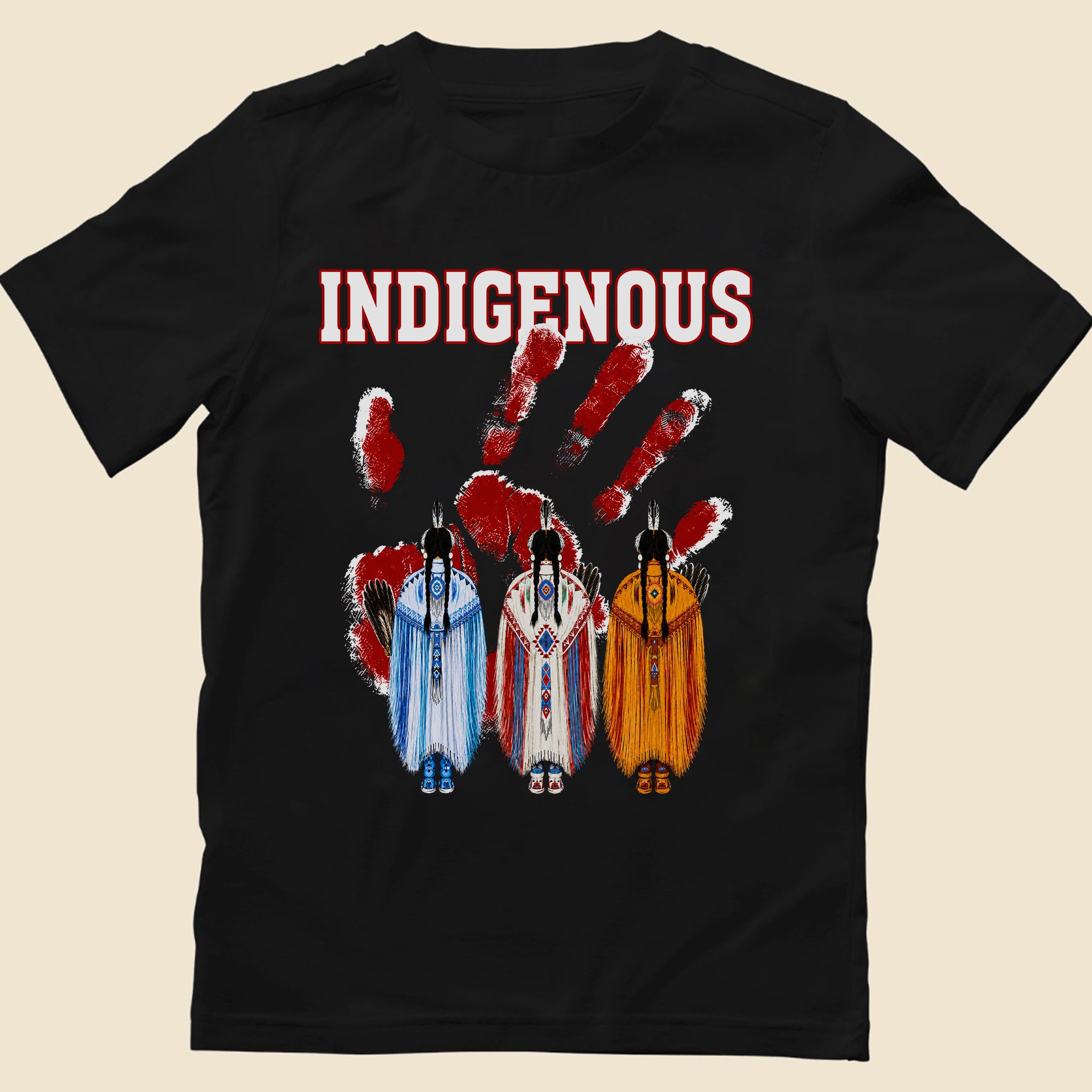 Red Handprint Indigenous Women - MMIW Awareness Three Sisters Unisex T-shirt/T-shirt V-Neck/Hoodie/Sweatshirt