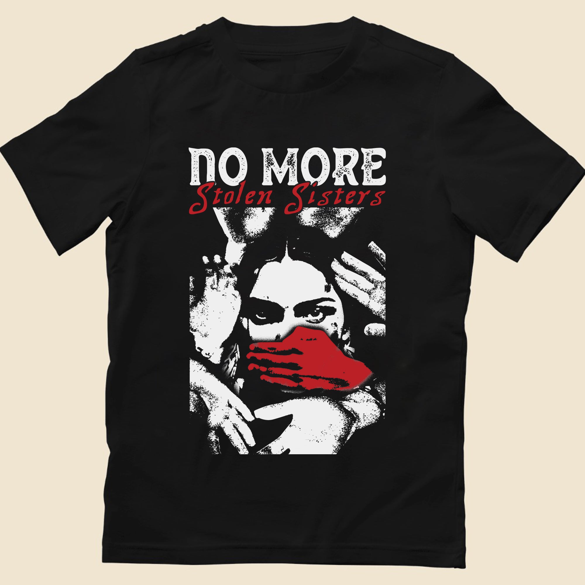 No More Stolen Sisters Red Hand - MMIW Unisex T-Shirt/T-Shirt V-Neck/Hoodie/Sweatshirt One Side