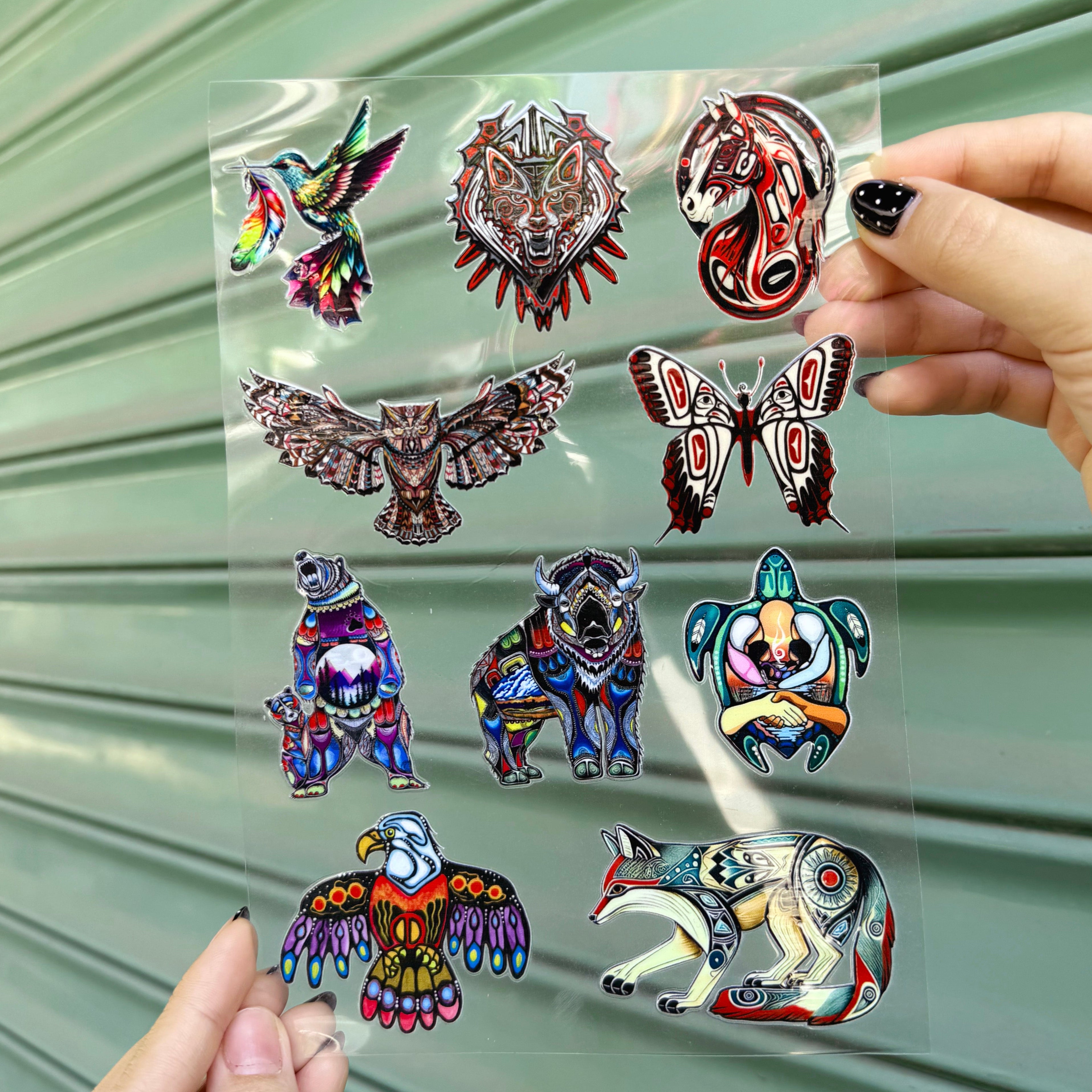 10 Sacred Animal Symbols Combo Decal (High-quality UV DTF 3D Decal)