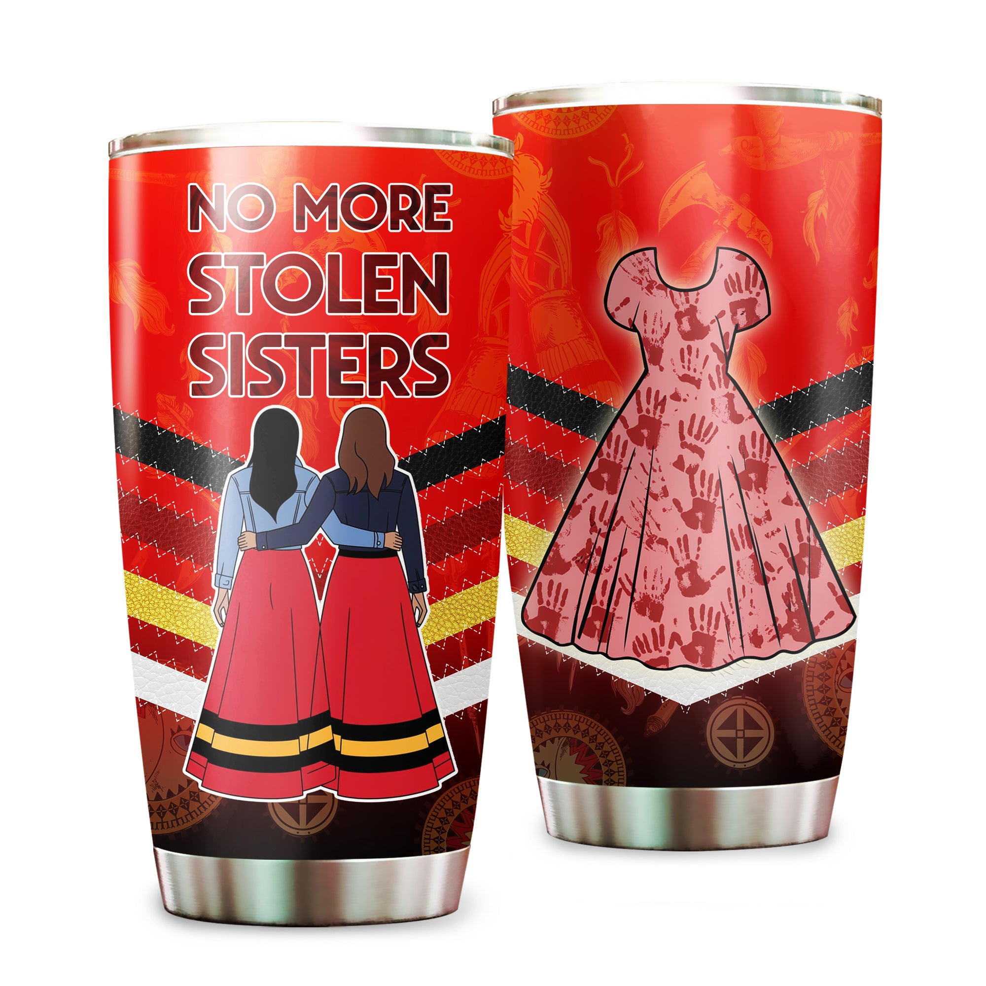 No More Stolen Sister Red Dresses Native American Tumbler Stainless Steel Drinking Cup
