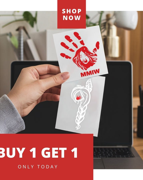Buy 1 Decal, Get 1 Red Hand Decal Free - MMIW Awareness