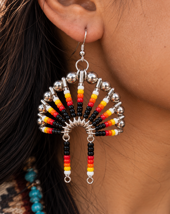 Native Chief Inspired Beaded Earrings - Handmade Tribal Jewelry