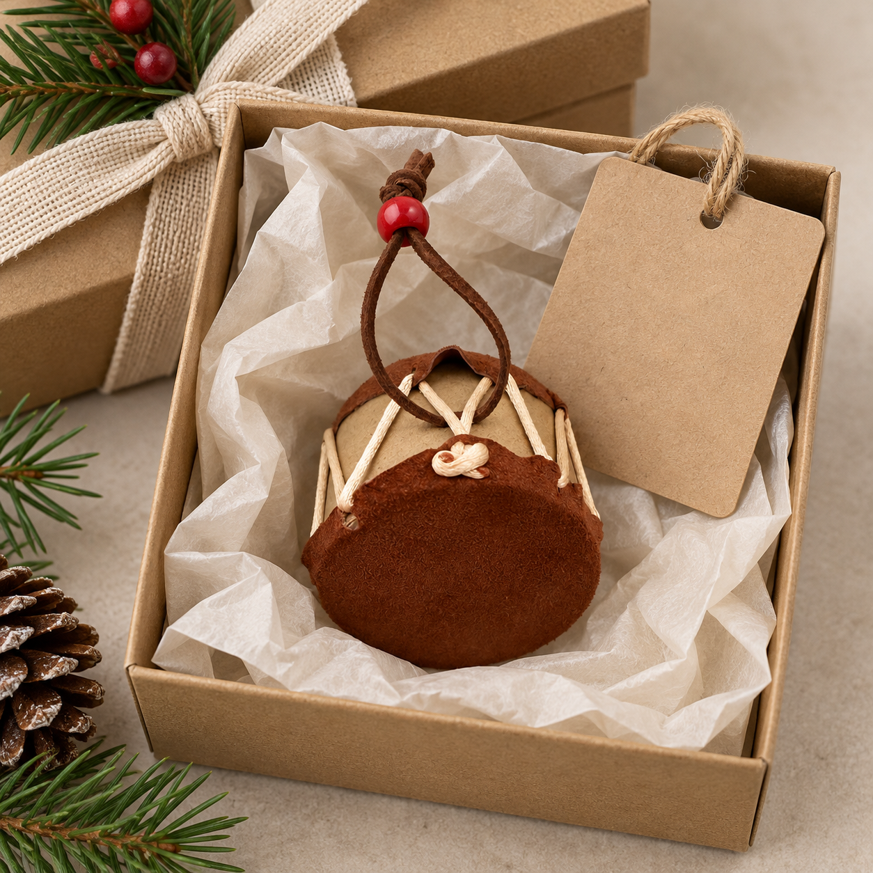 Native Leather Drum Christmas Ornament Decorative