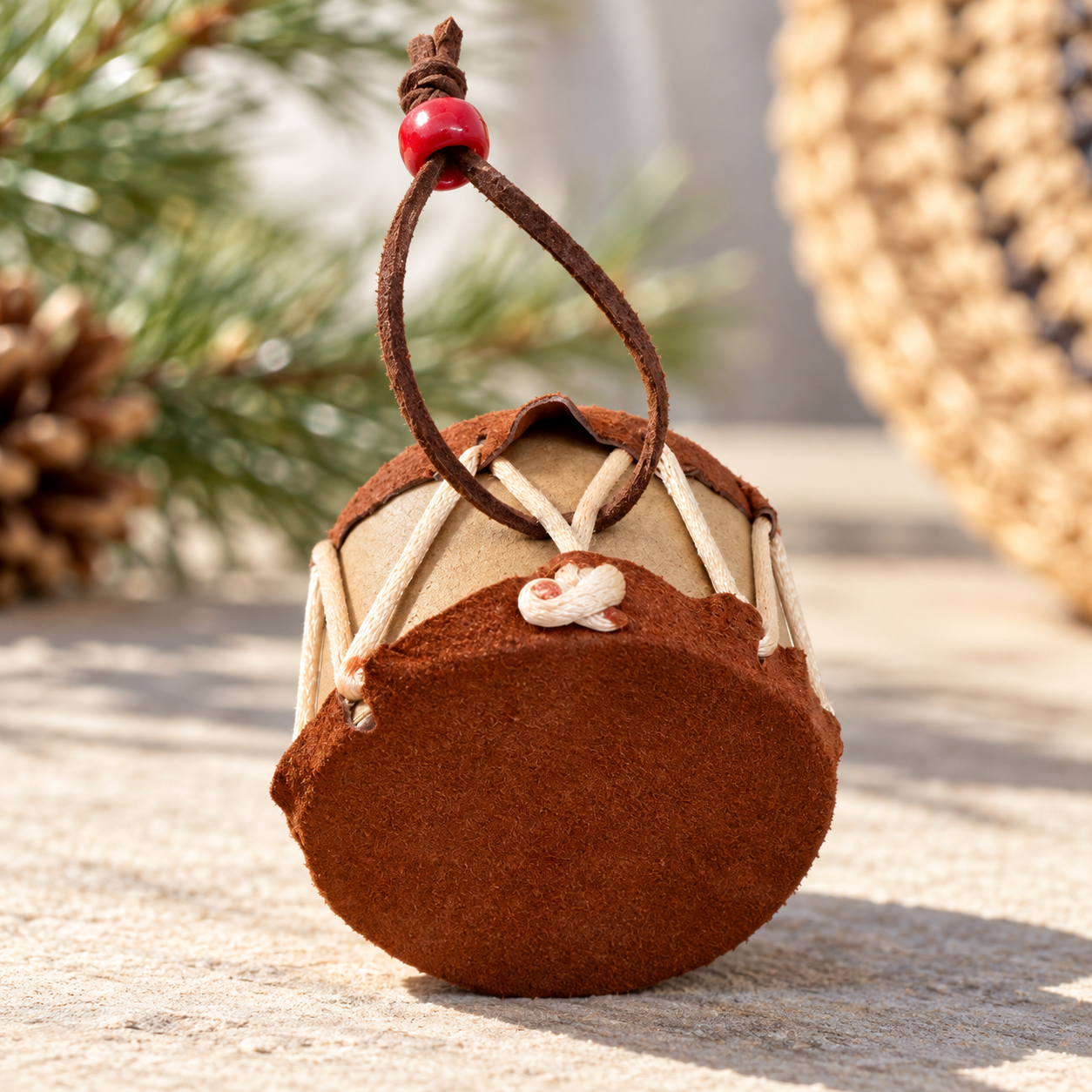 Native Leather Drum Christmas Ornament Decorative