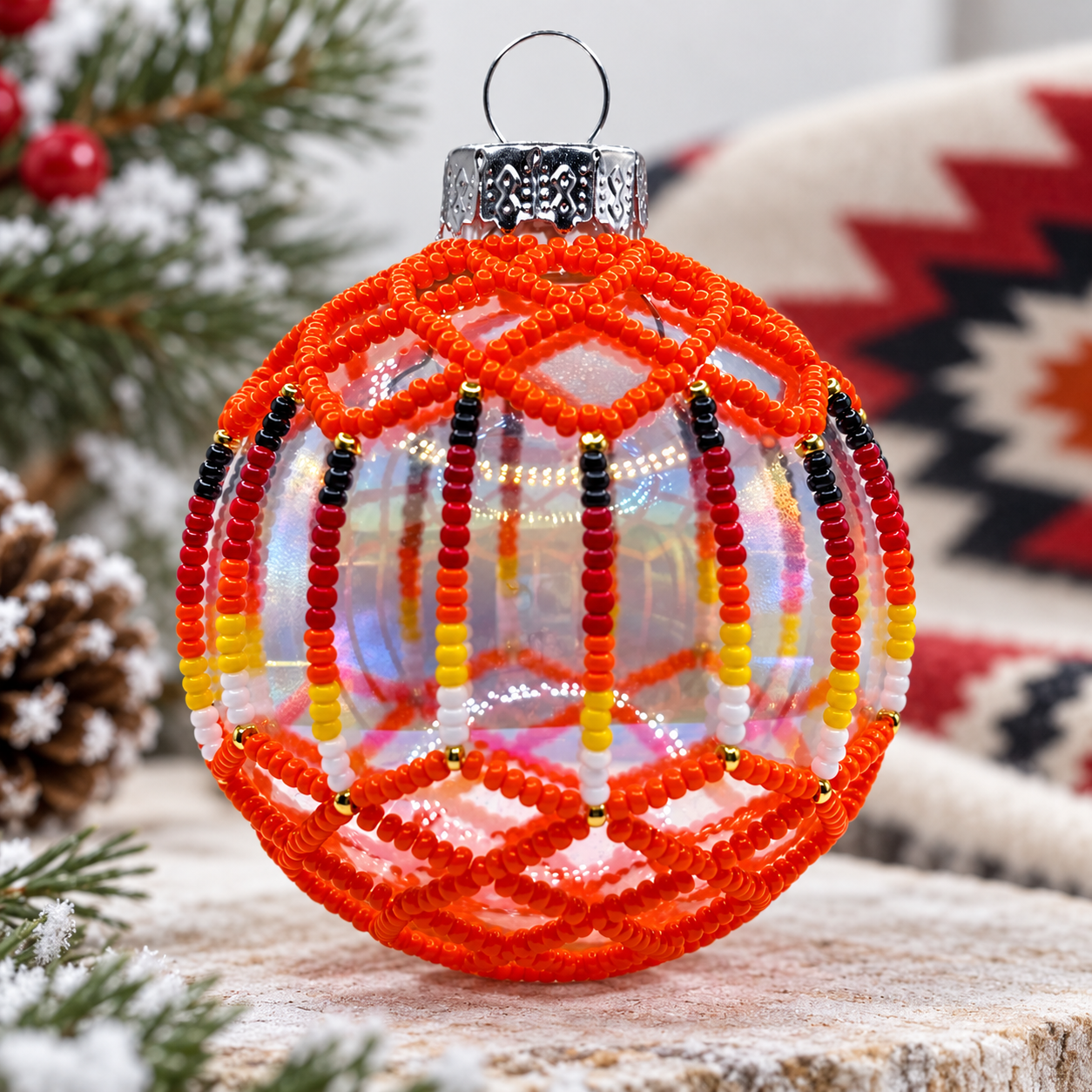 Red Beaded Ornament Holiday Decor Gifts