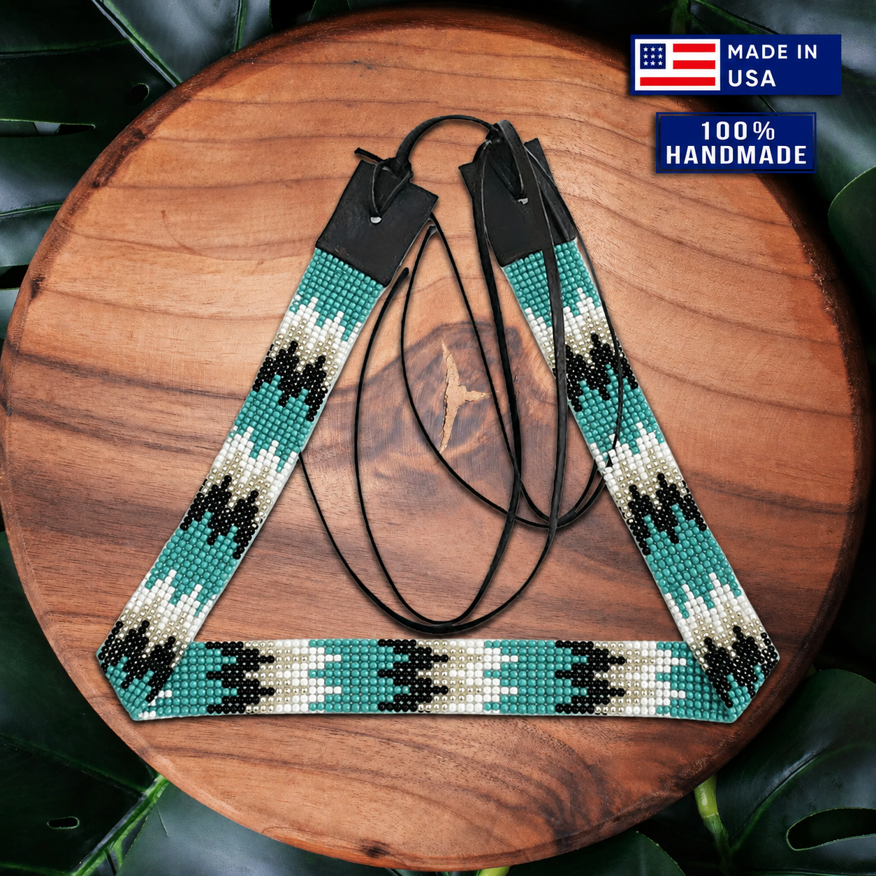SALE 30% OFF - Handmade Turquoise Blue Black White Cowboy Hatband IBL