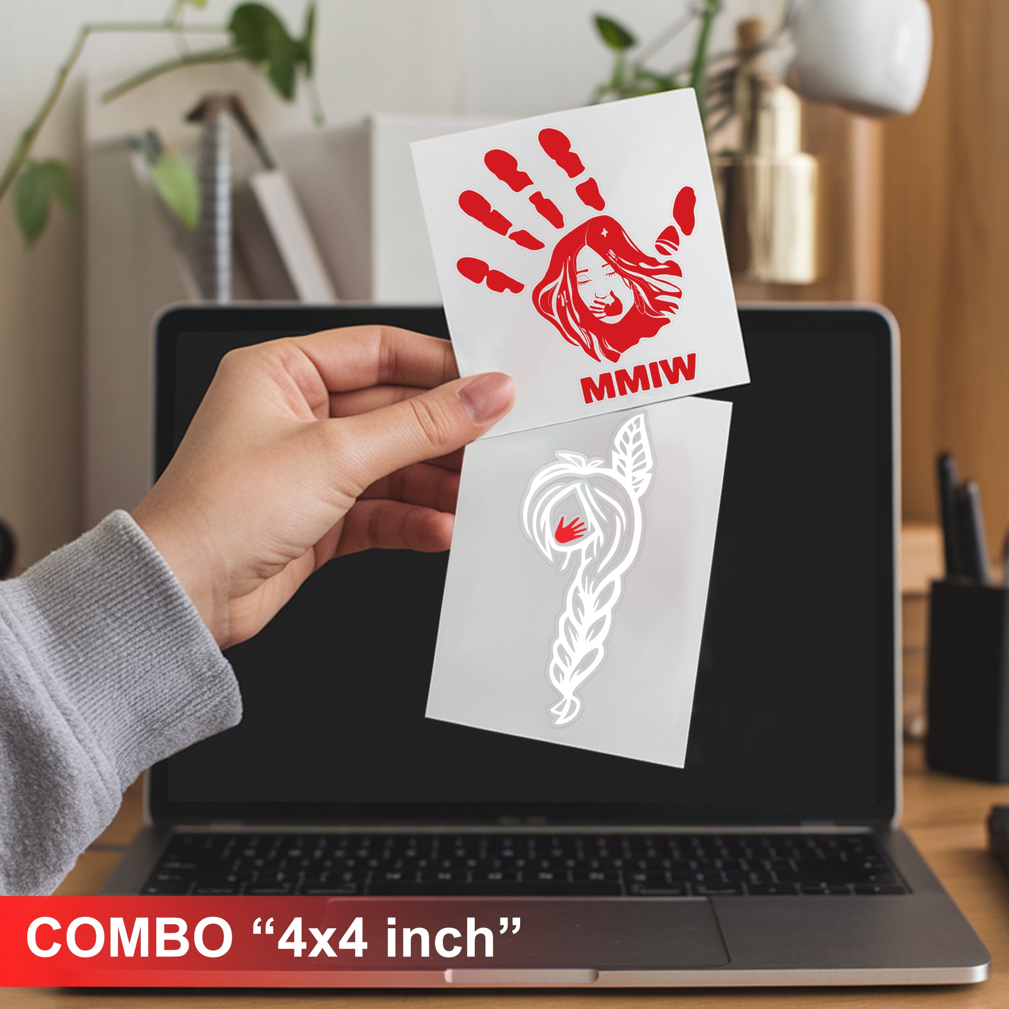 Buy 1 Decal, Get 1 Red Hand Decal Free - MMIW Awareness