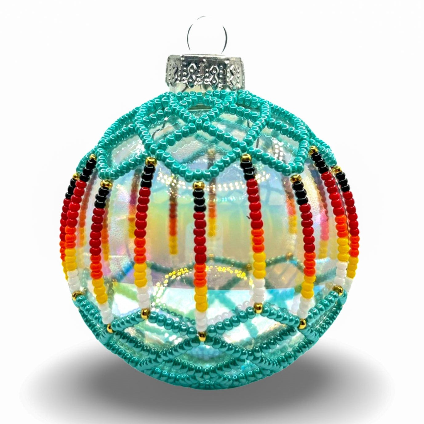 Turquoise Luster Beaded Ornament Holiday Decor Gifts