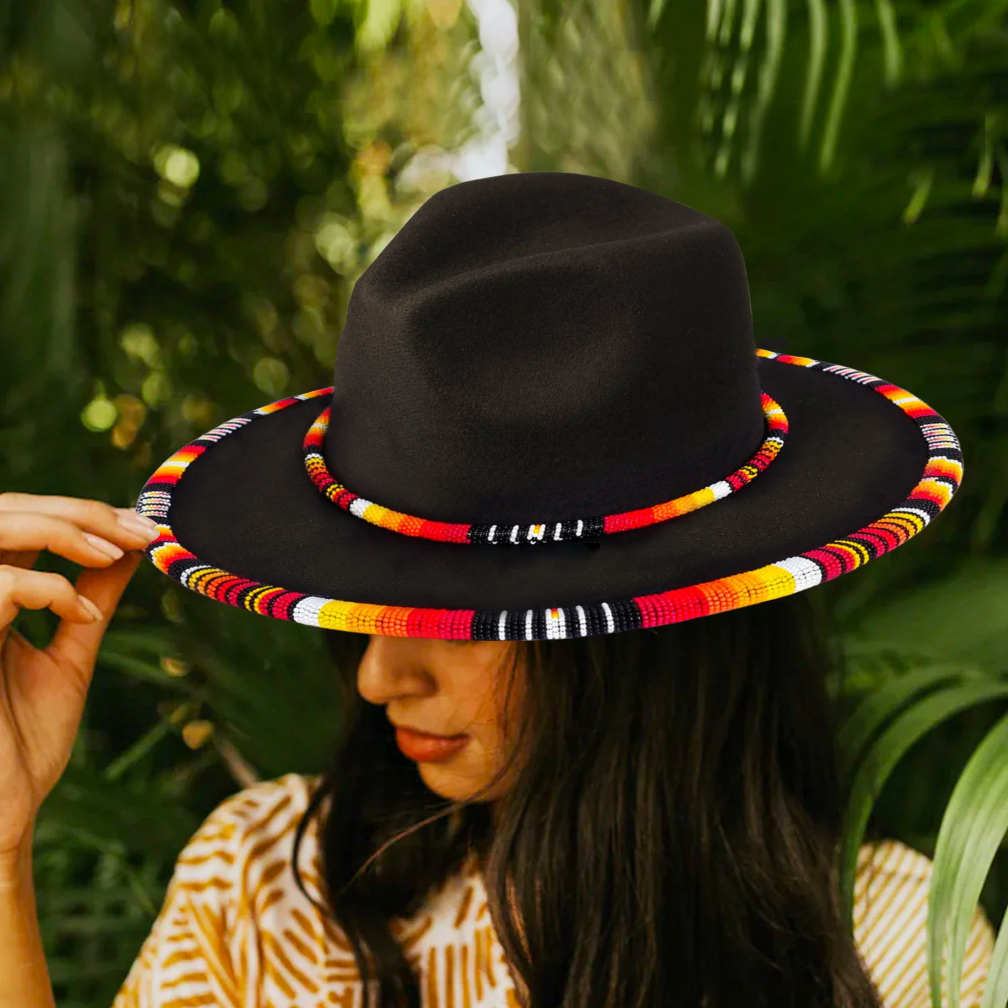 SALE 50% OFF - Payette Pattern Fedora Hatband For Men Women Beaded Brim With Native American Style