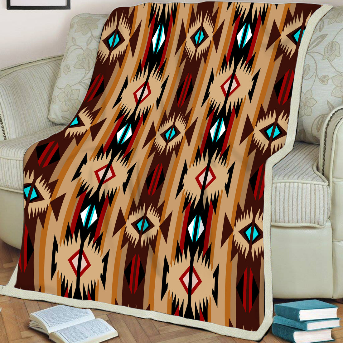 Native American Style Brown Pattern Cultural Fleece Blanket – Welcome ...