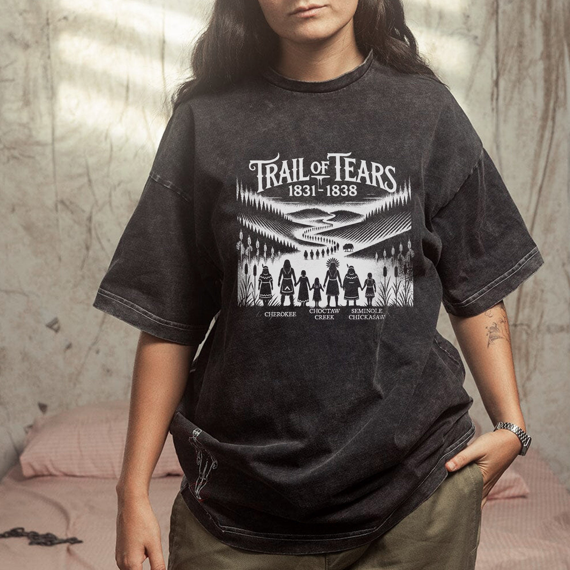 Native Spirit Trail of Tears 1831-1838 Unisex Mineral Washed T-Shirt